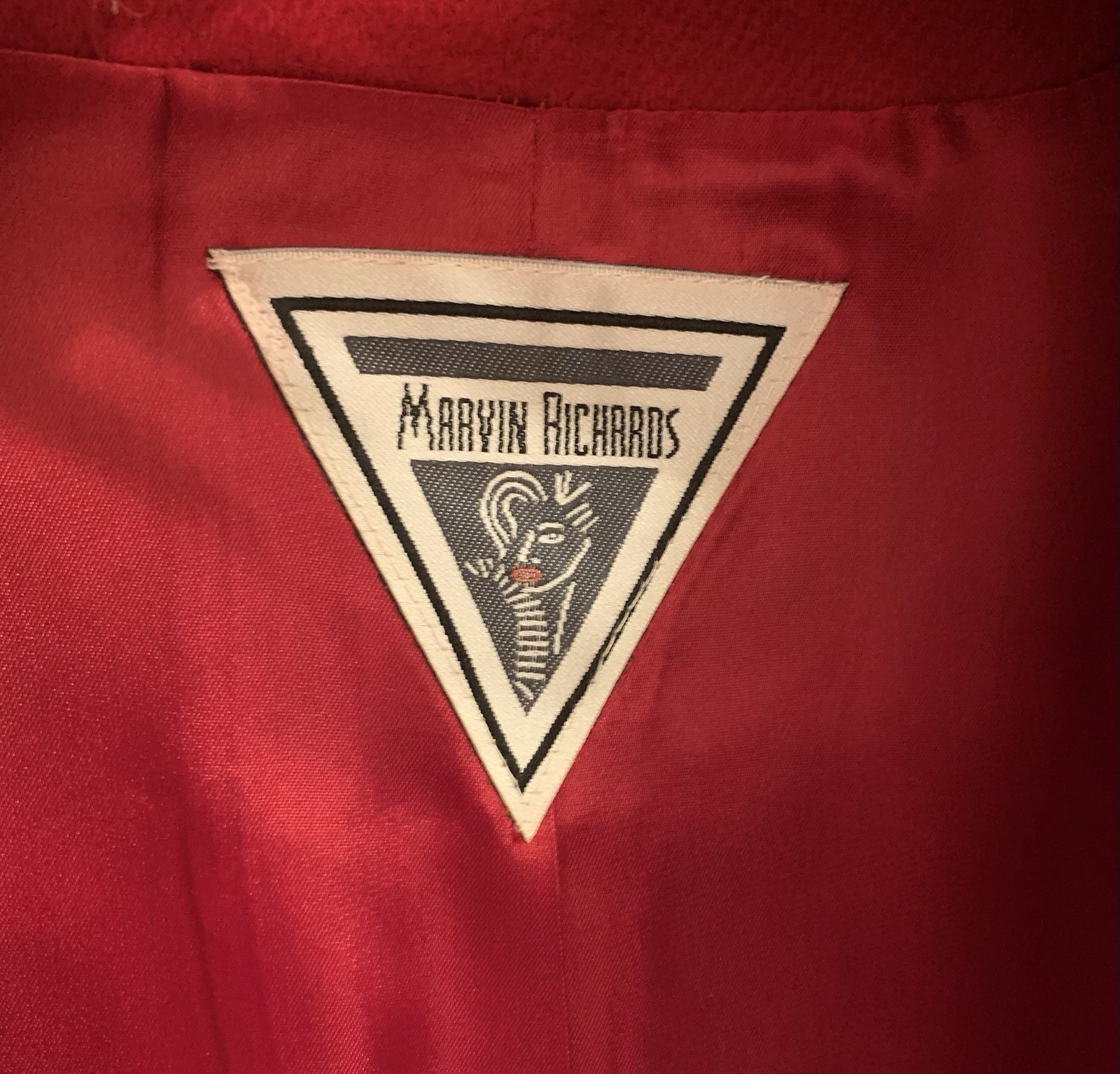 Vtg Classic Marvin Richards Wool Coat, Fox Fur Trim, Red Sz 16 USA
