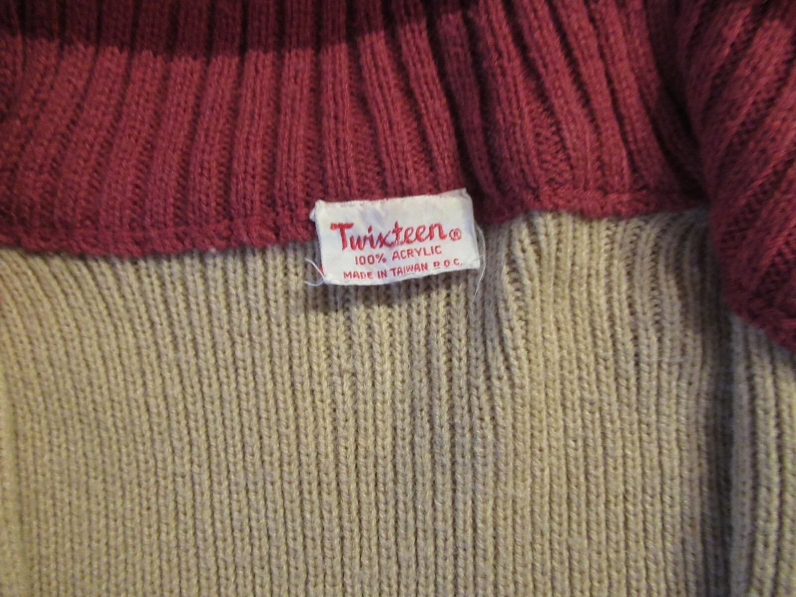 Vintage 1970s zip front collared cardigan stripe dark Teal Rose Maroon Sz M