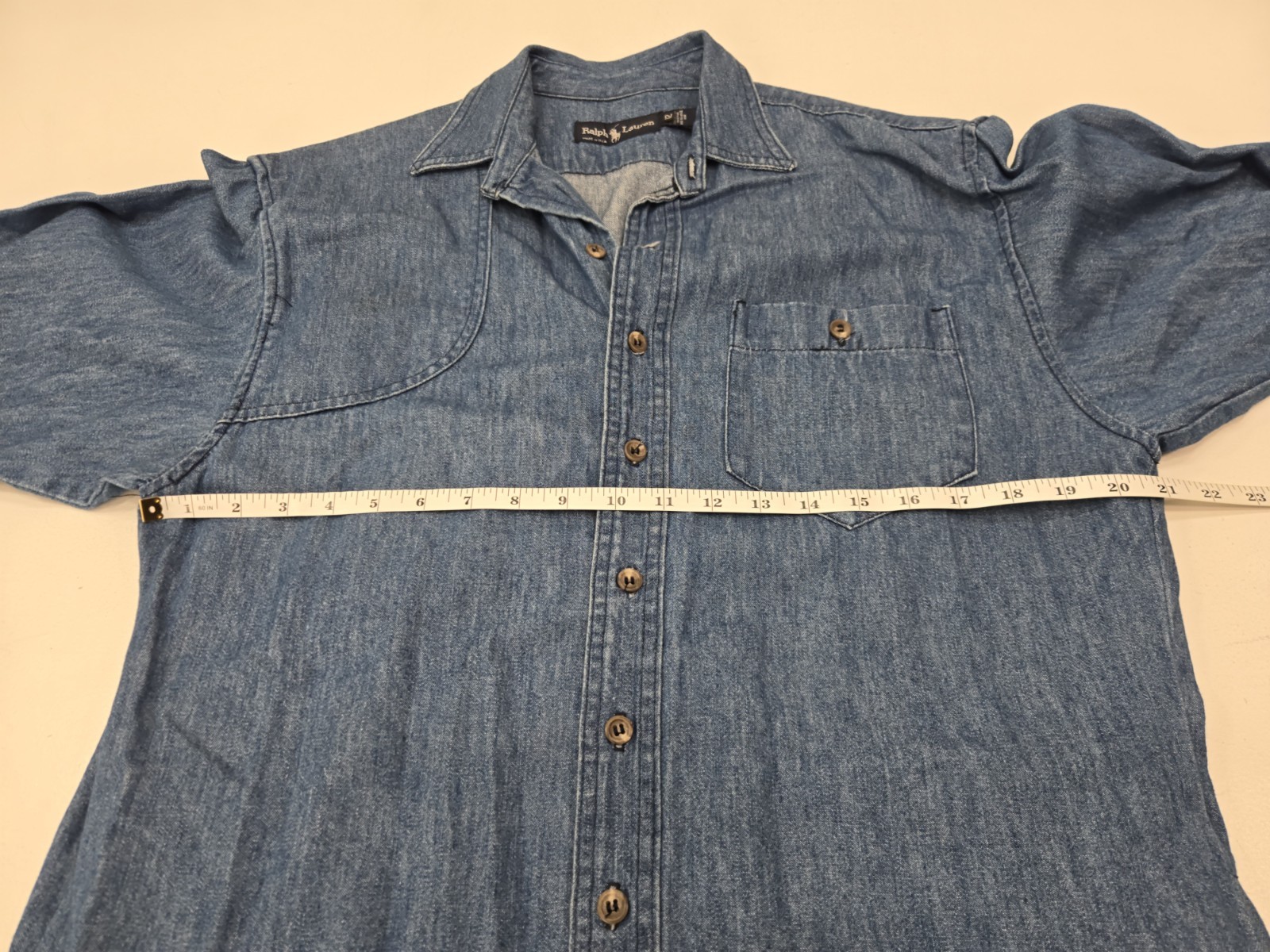 Vintage Ralph Lauren Denim Button Down Maxi Dress Duster Made In USA Size 12