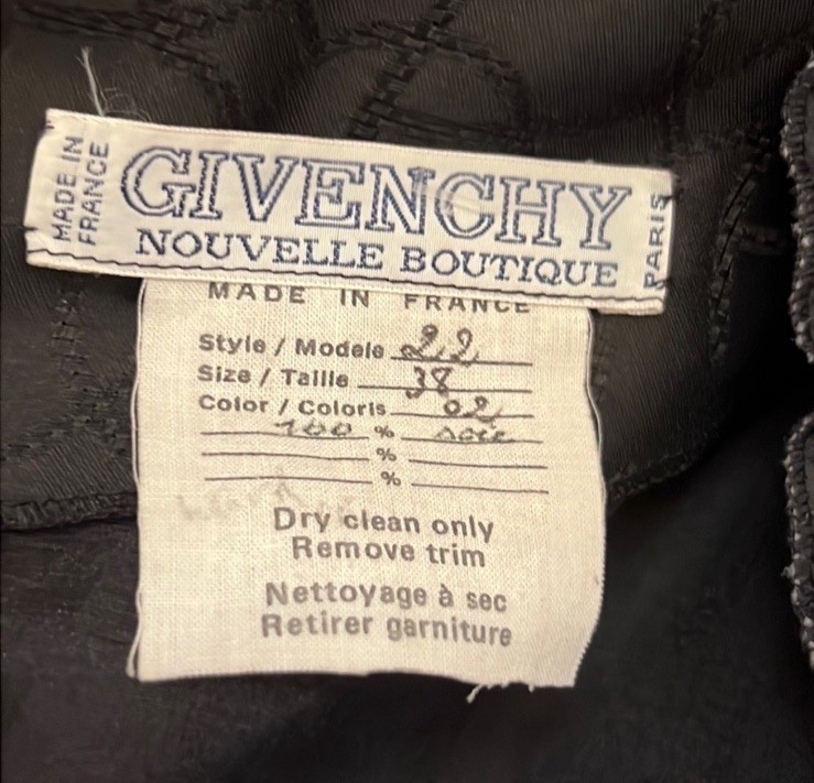 Rare Vintage GIVENCHY Nouvelle Black Puff Sleeve Dress Size 38 Made in France