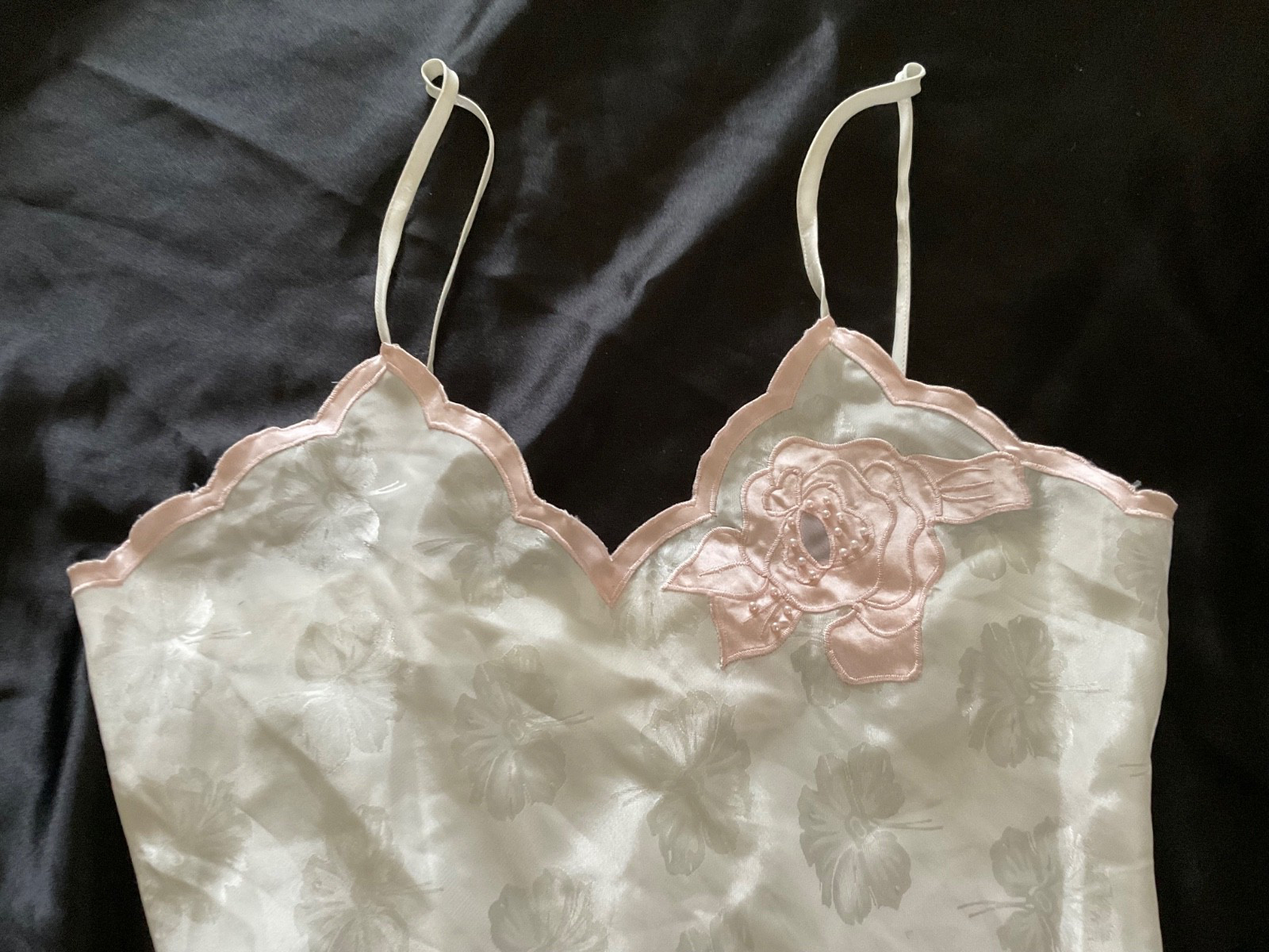 Vtg. Victoria’s Secret White Satin Bodysuit Teddy Chiffon Bridal Nightie Teddie