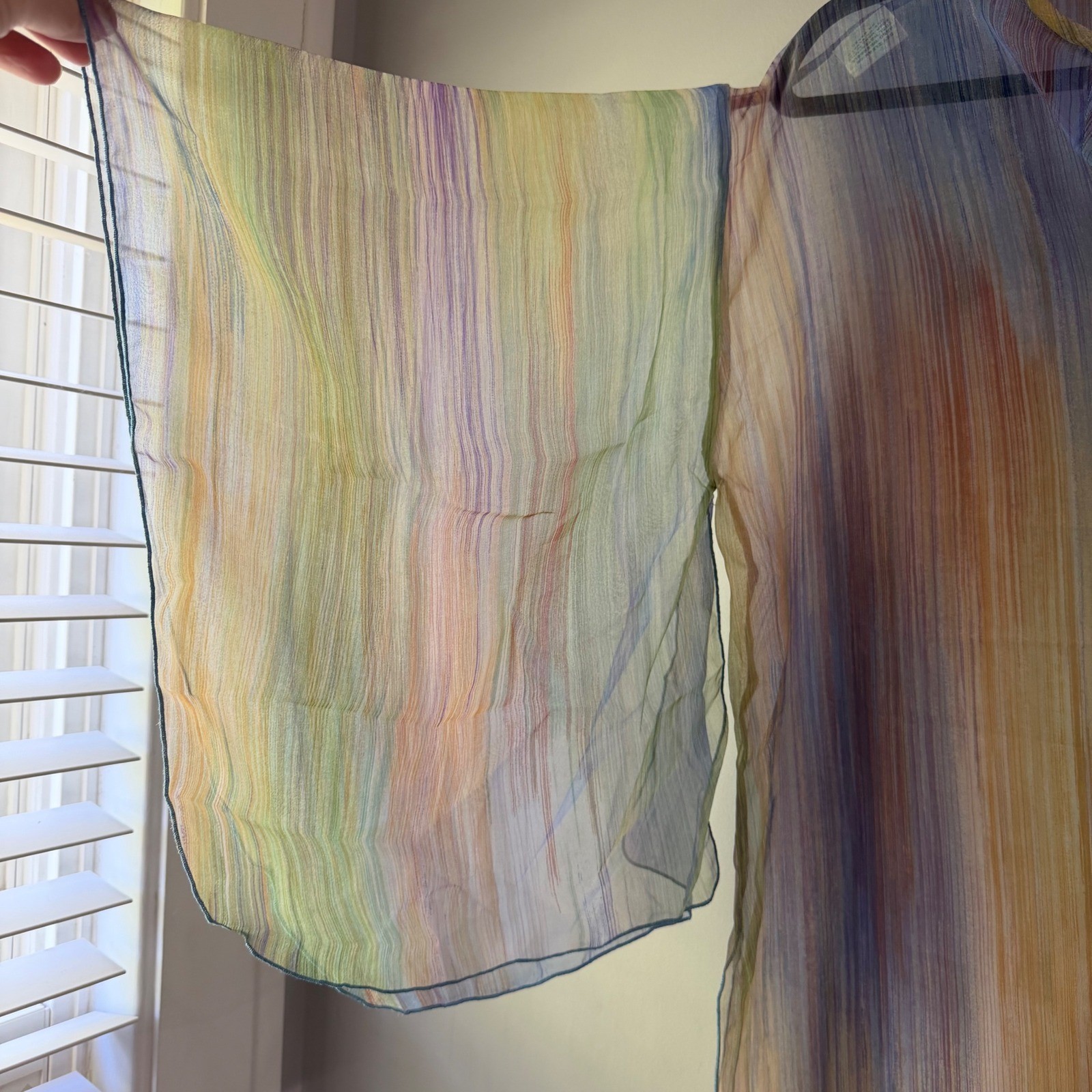 Mimosa Tree Tunic Dress Womens 7/8 Multicolor Vintage Sheer Watercolor Excellent