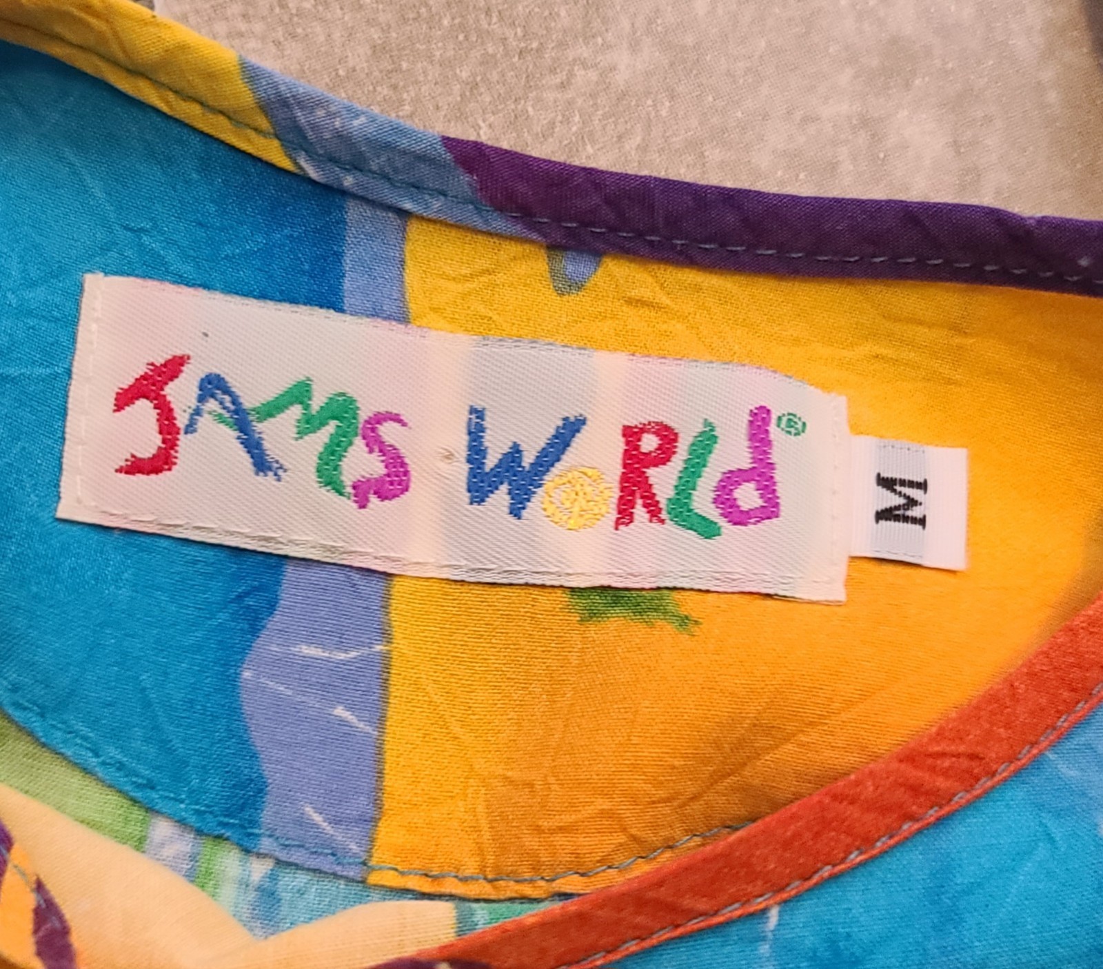 VTG Jams World Rayon Rainbow « Waterfall » Midi Summer Dress Women&rsquo;s M Pockets!