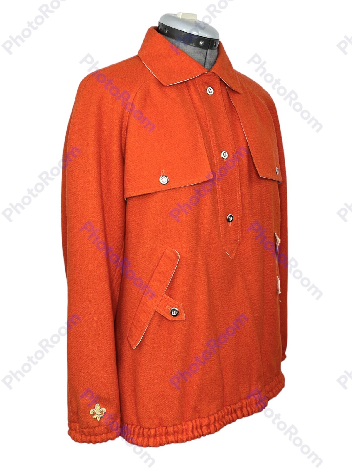 COURREGES Paris Hyperbole Vintage 1970’s Orange Wool Jacket Collared Outerwear
