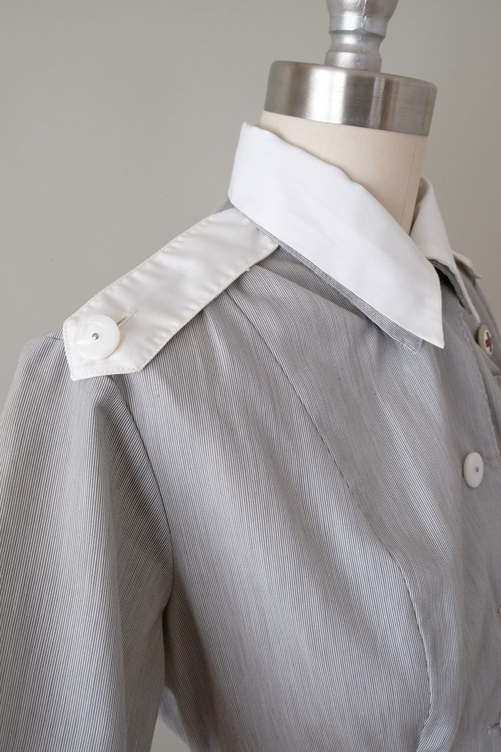 Vintage Post-WWII Red Cross Uniform Dress + Hat, Pins, Collars, and Name Plate
