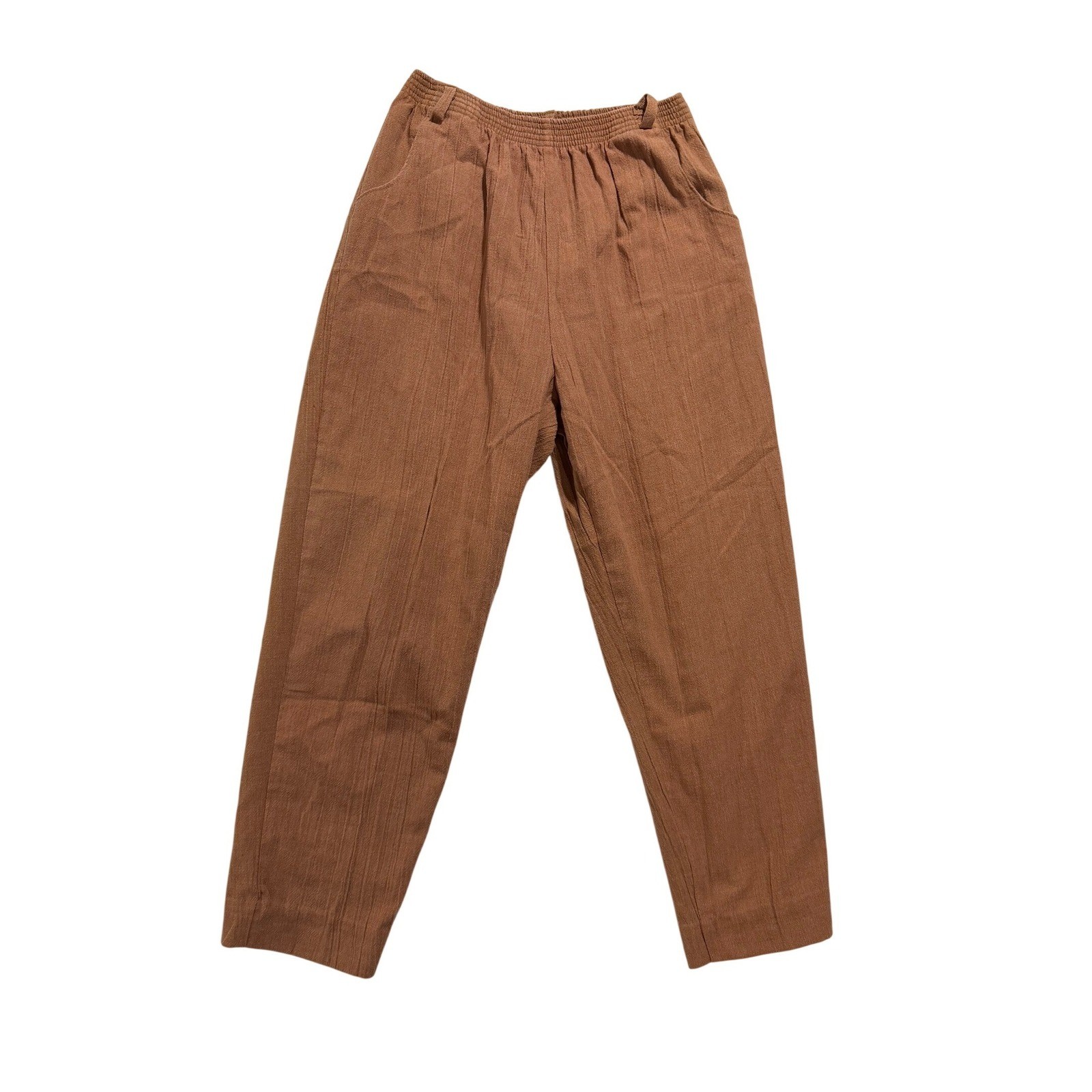 Fire Islander Brown Textured Pants Elastic Waist Made in USA Size 11/12 Vintage