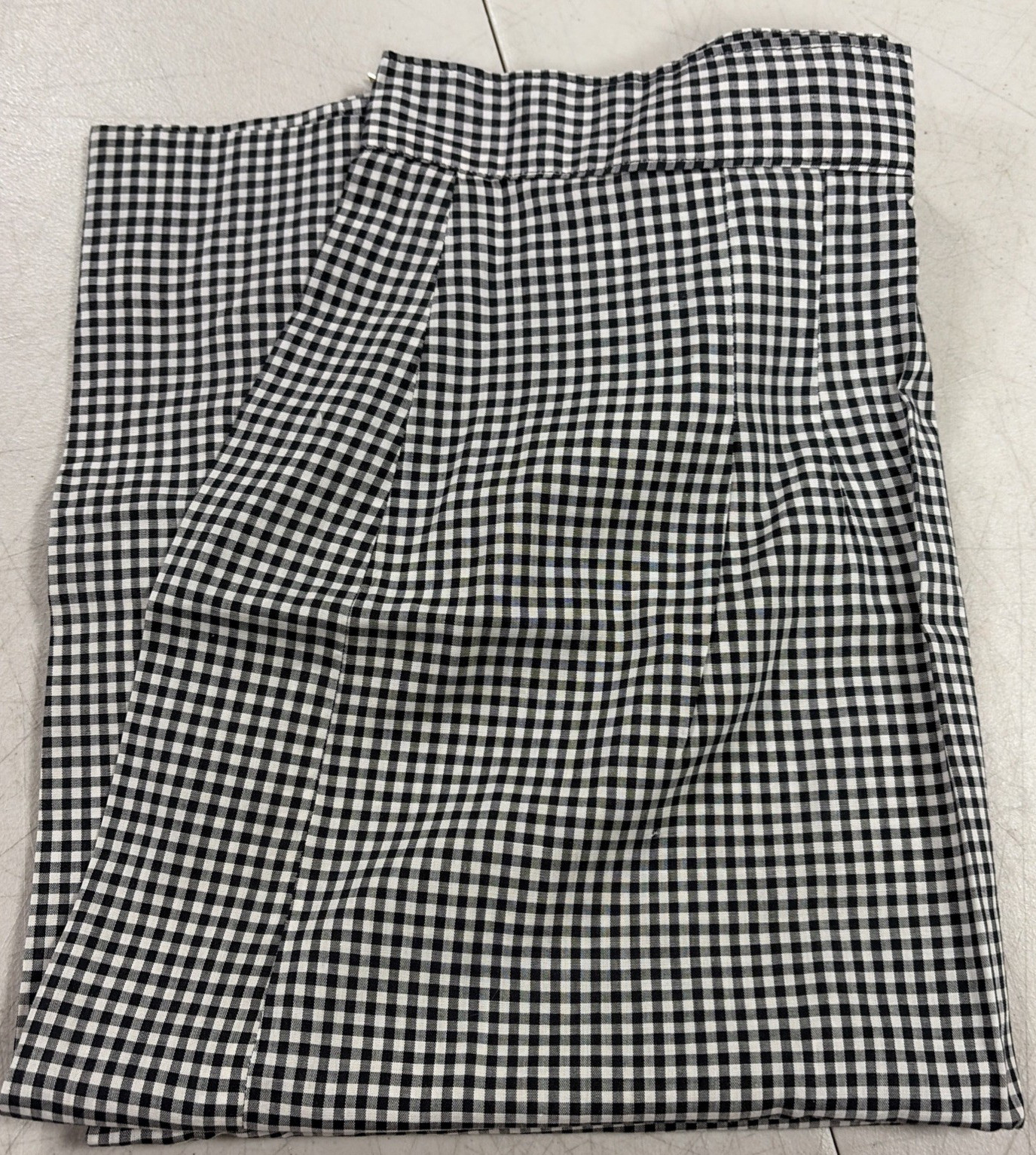 1960&rsquo;s Homemade Gingham Pleated Cotton Skirt Black & White Size M?