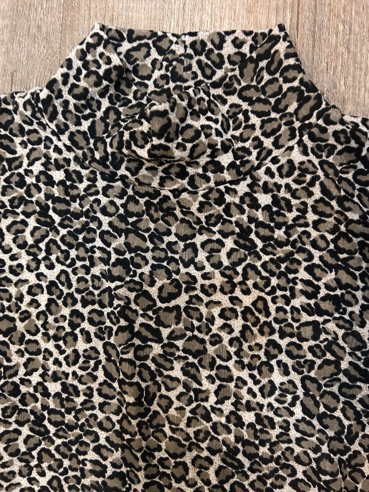 VTG 1990s 2000s Top 90s Y2K Leopard Animal Print Stretchy Sheer Mockneck SZ S