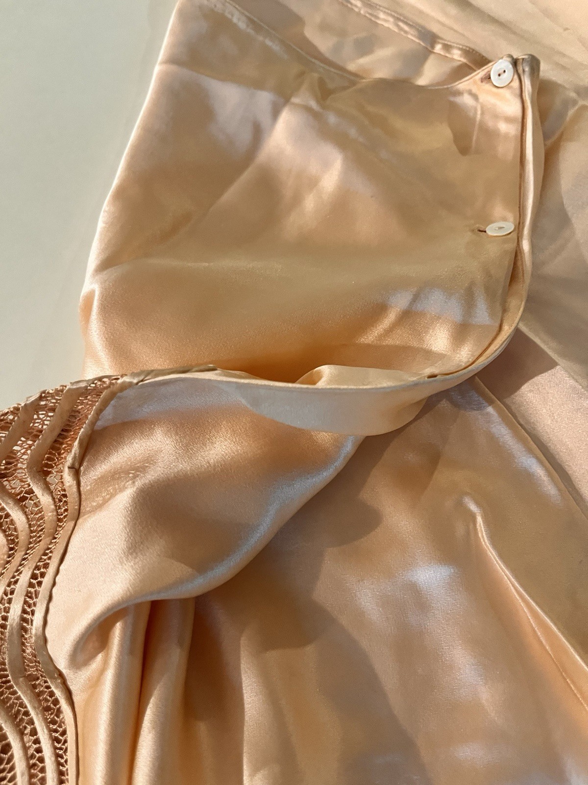 Vintage Peach Satin Silk Lace Tap Pants Knickers Boudoir Lingerie