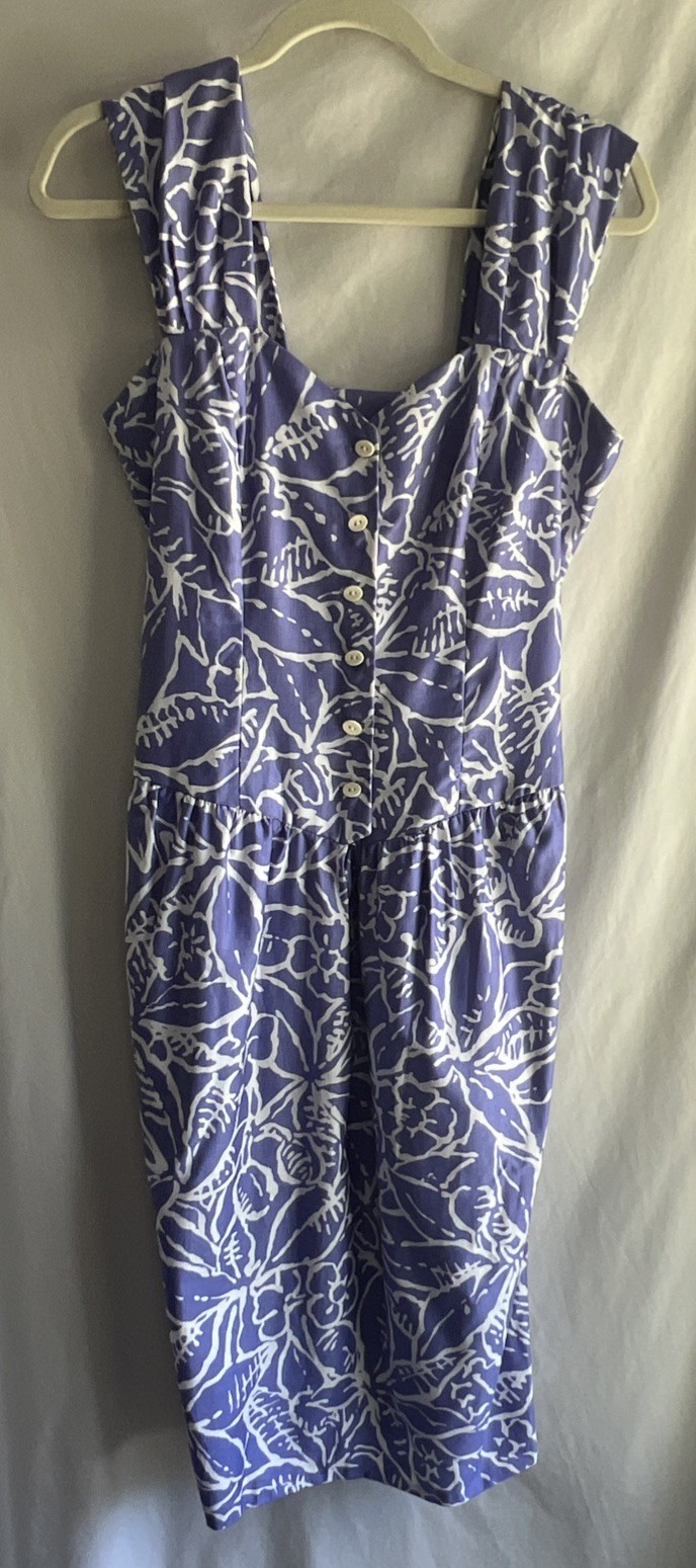 1980s Vintage Handmade Basque Drop Waist Sun Dress MIDI Tulip Skirt Size 4/6