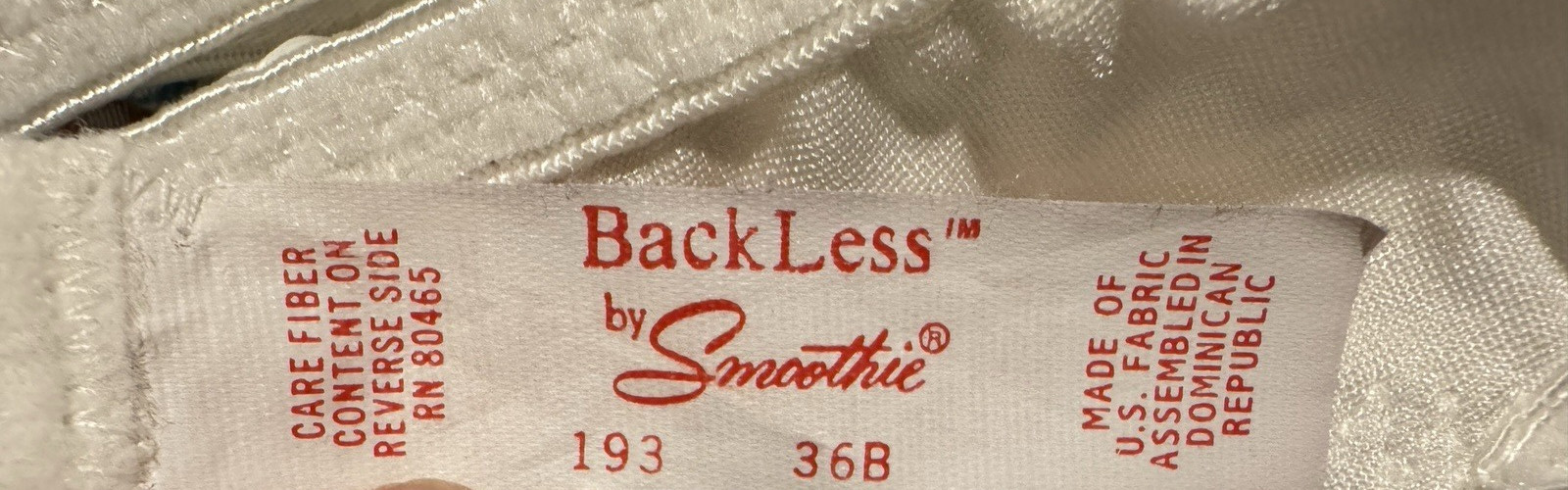 Vintage BACKLESS BY SMOOTHIE 193 Convertible Bra White 36B Underwire White NWT