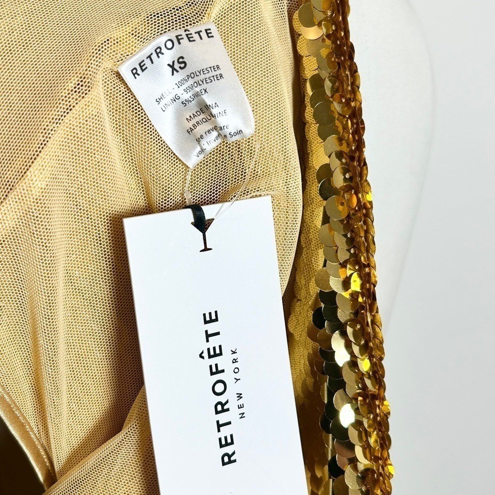 NWT Retrofete Mandy Gold Sequin Racerback Blouse Size XS Designer Luxury