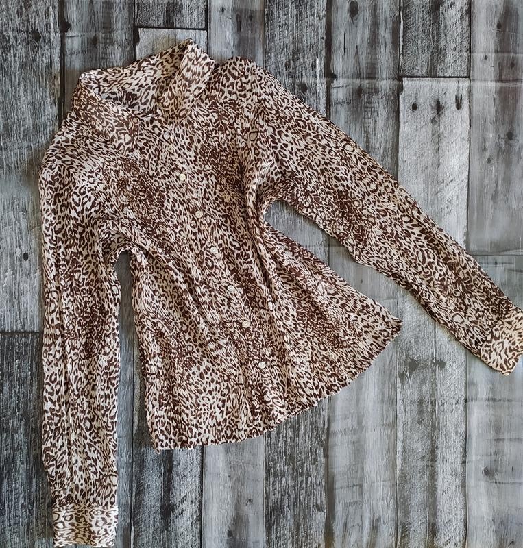 Vintage Y2K Leopard Print Plisse Blouse L