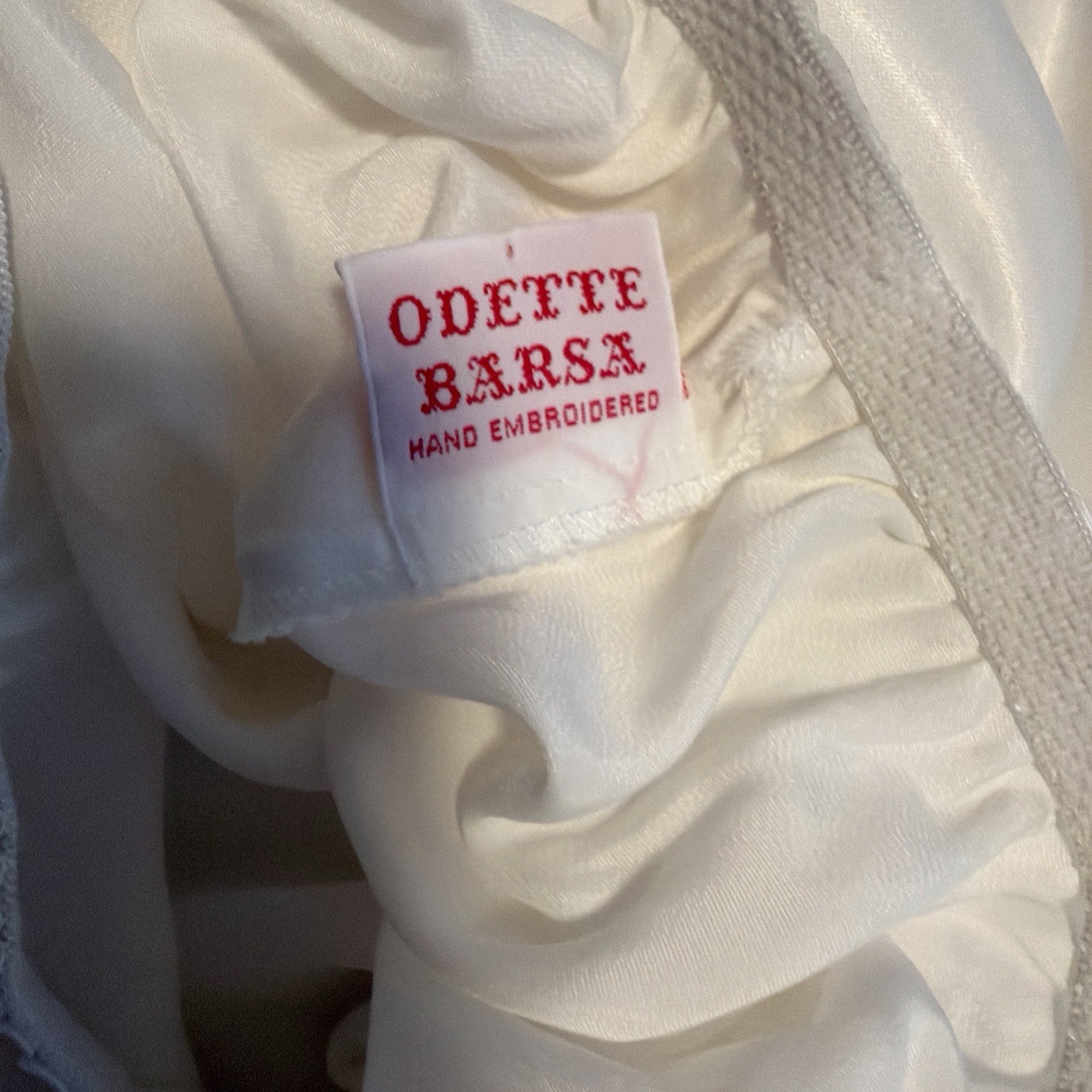 Vintage 60s Odette Barsa sz. LARGE Hand Embroidered Lily of the Valley Half Slip