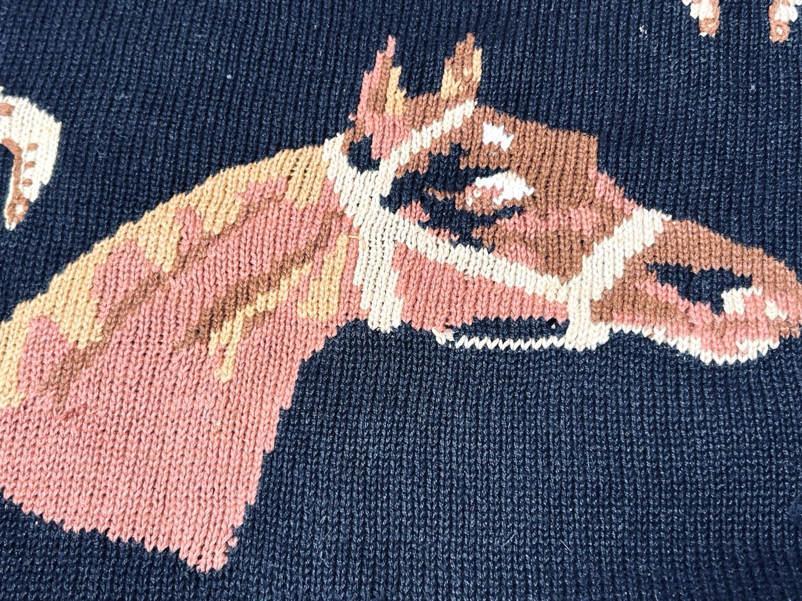 Vtg Chaus Horse Horseshoes Size LARGE Black Sweater Pullover Womens Ramie Cotton