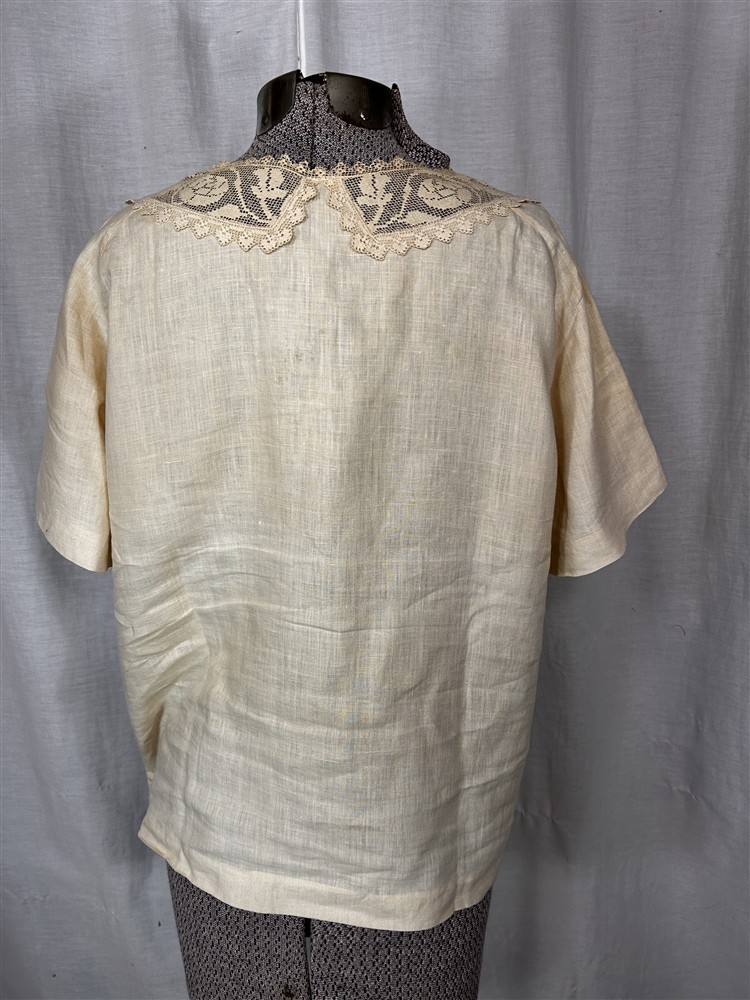 antique blouse linen lace pull over bust 40 off white original 1900-20