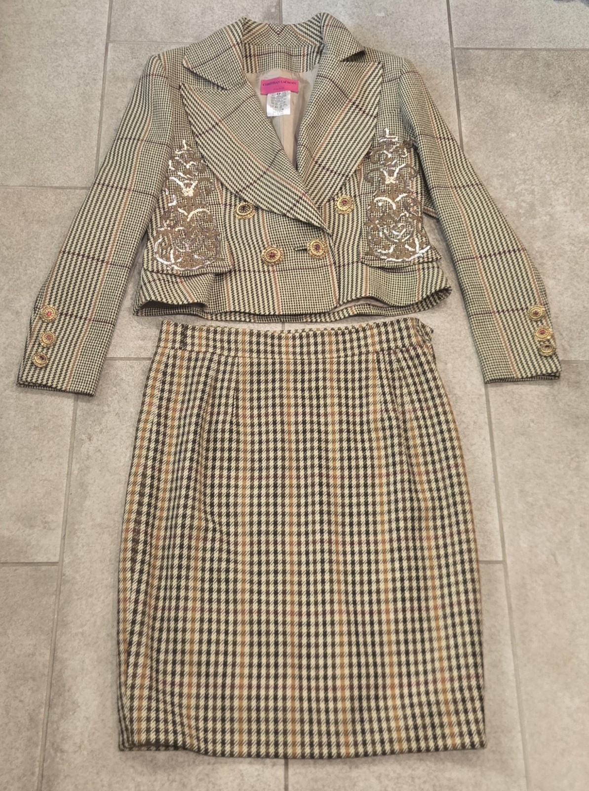 Vintage Christian Lacroix Skirt Suit France Sz 40 1990s Classic Luxury