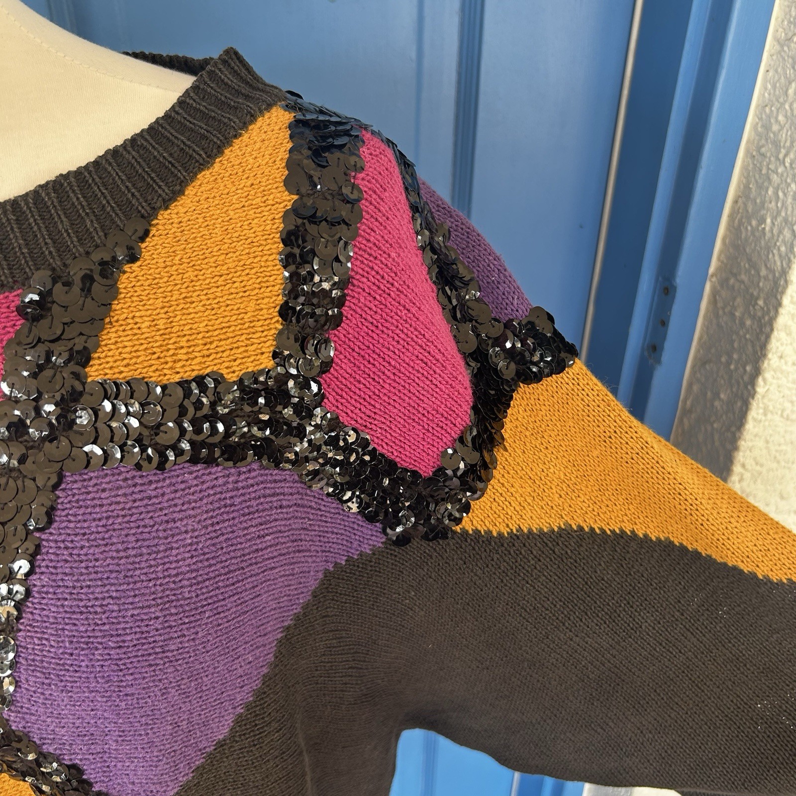 Vintage Extra Point by Reference Point 3x Ramie/Cotton Blend Black With Sequins