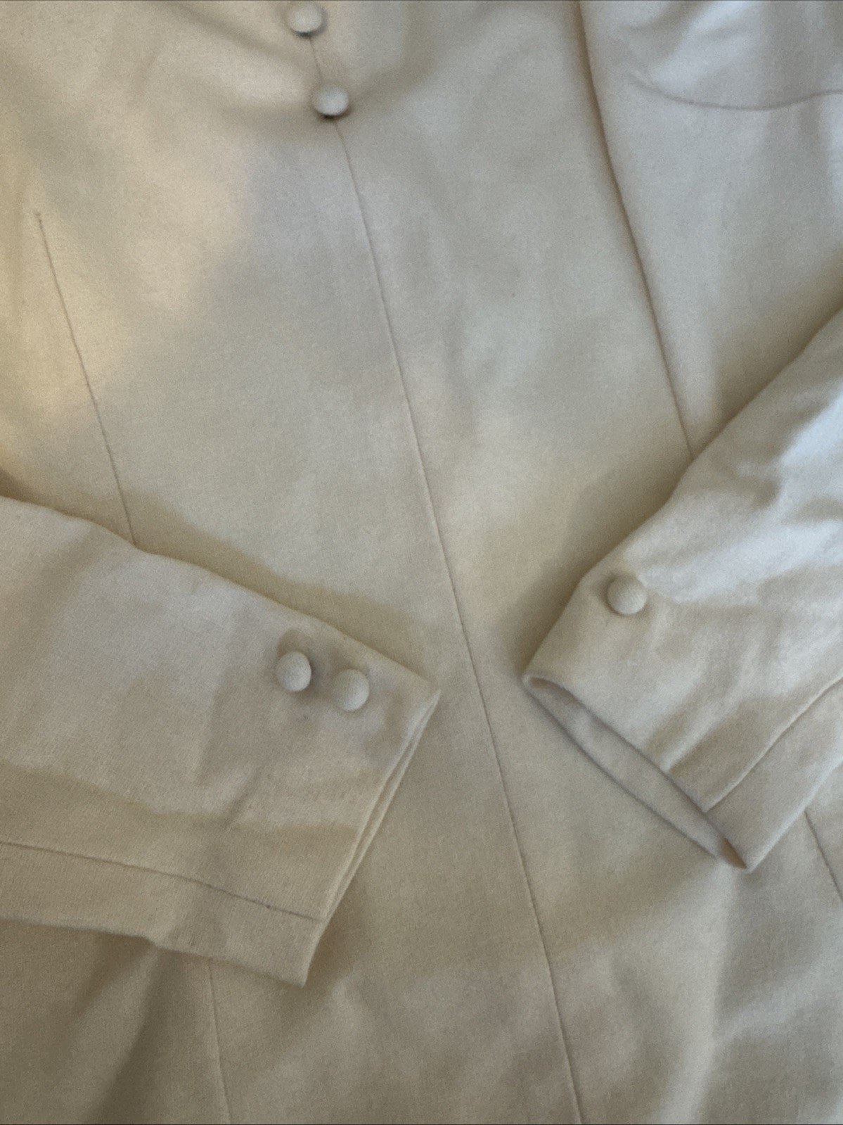 1960s Cream White Wool Longsleeve Shift Dress Winter Bridal