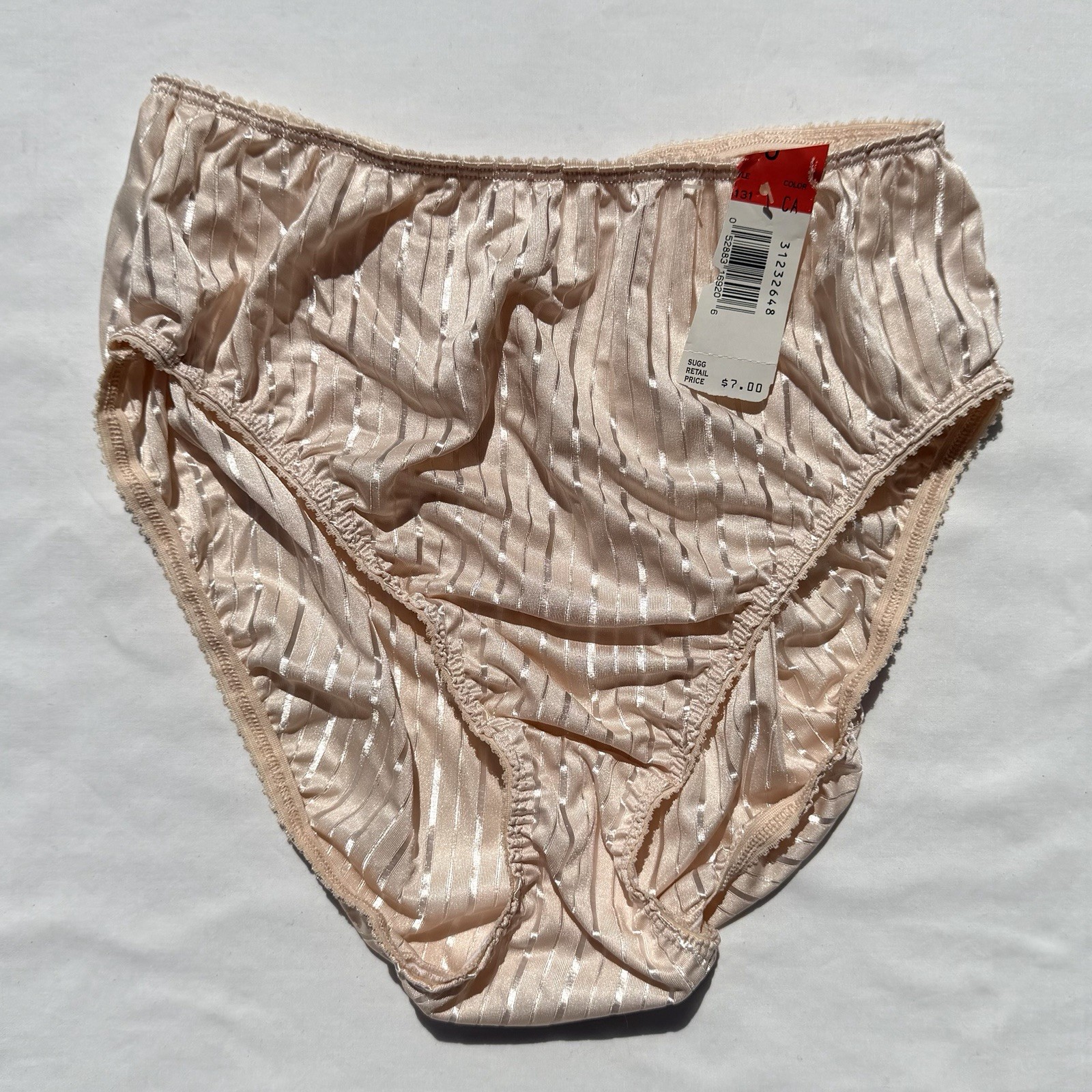 Vintage Warner’s Bright Stripes Silky Panties Womens 5 Beige Nude 55131