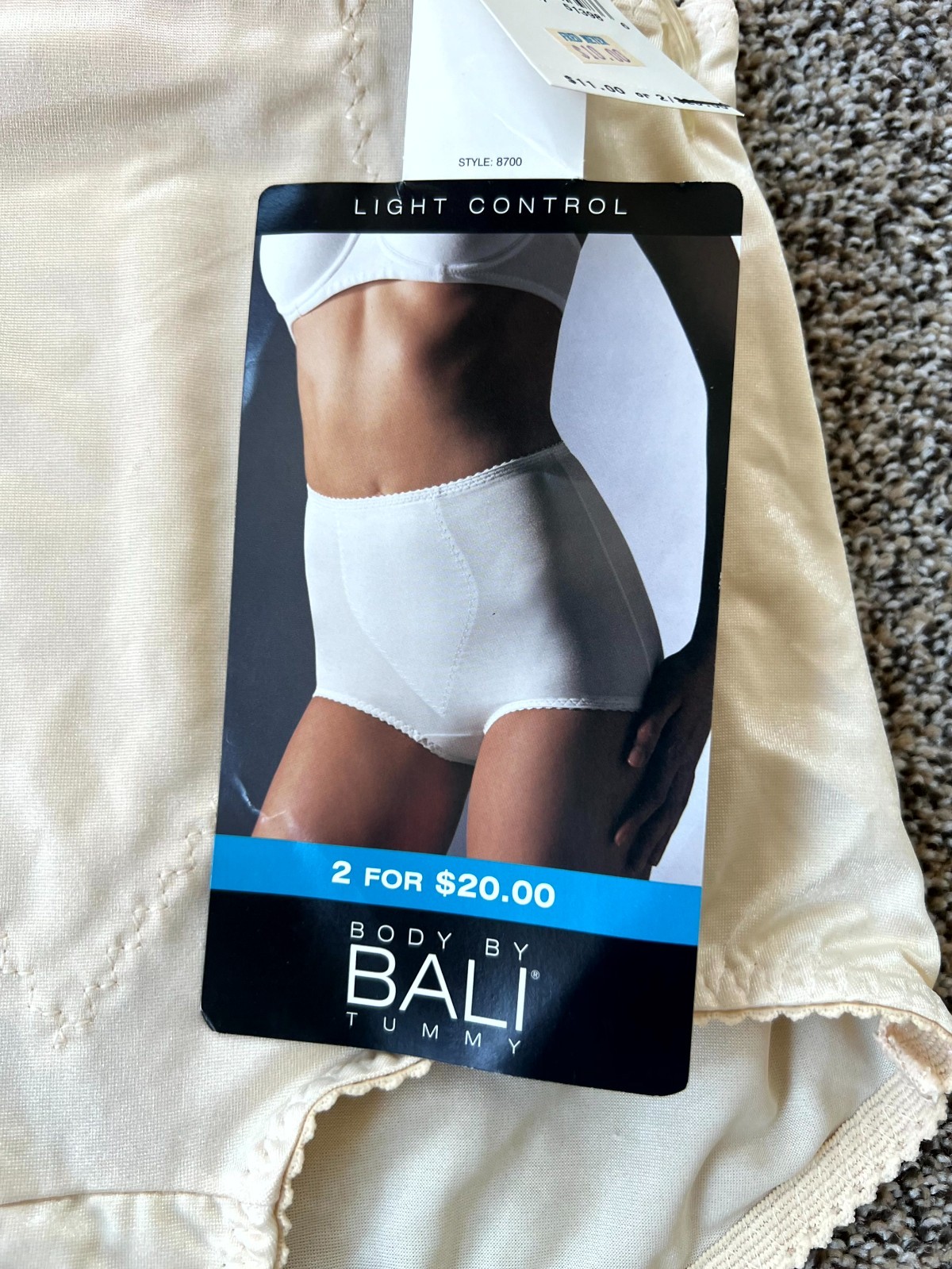 Vintage Bali cream Light control stretch cotton brief XL * BNWT *