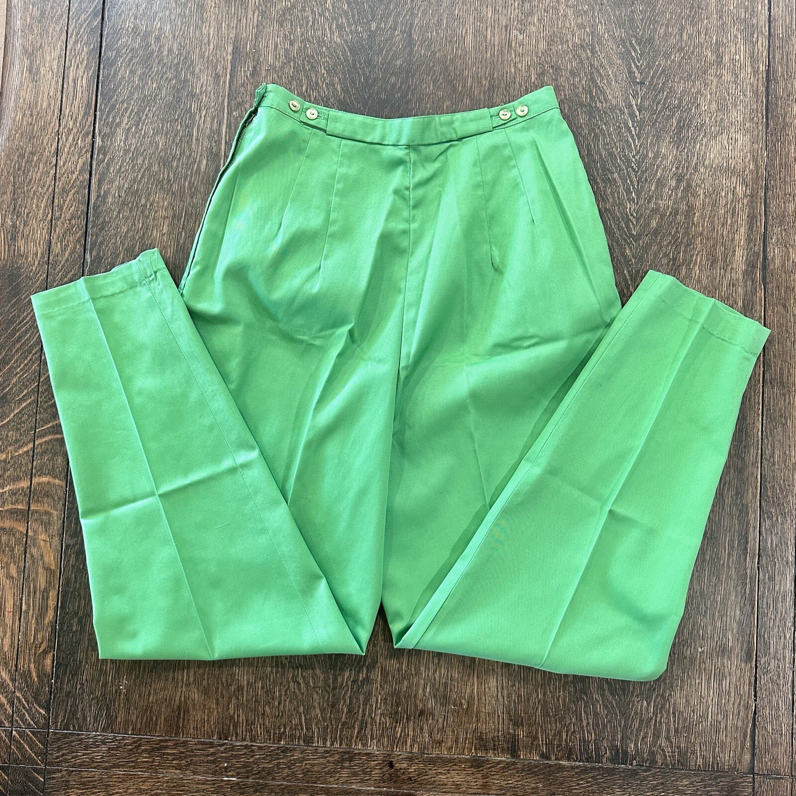 1960s Lime Green Cigarette Pants By Stockton With Koratron Fabric