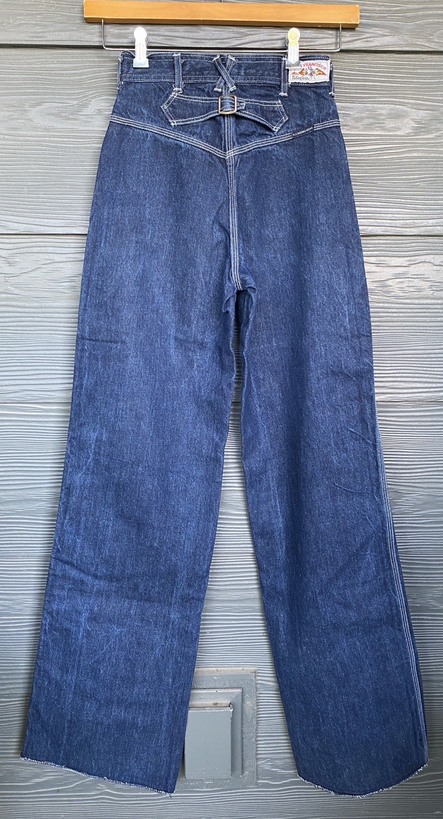 Vintage 70s San Francisco Riding Gear Wide Leg Western Jeans 25in Waist *LONG*
