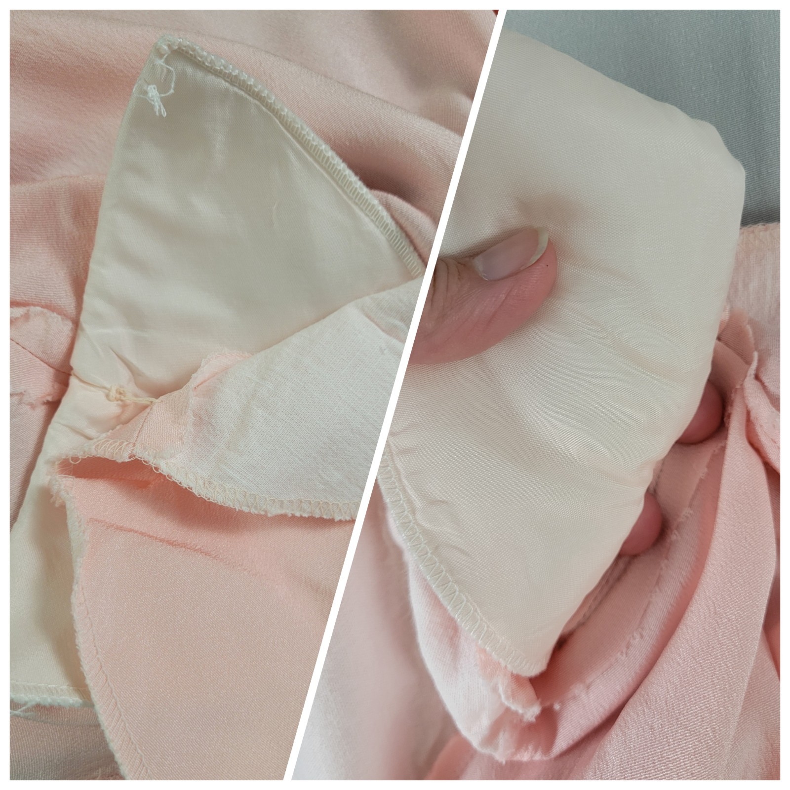 Vintage David Warren Peachy Pink & Grey Blouson Dress w Layered Top Size 10