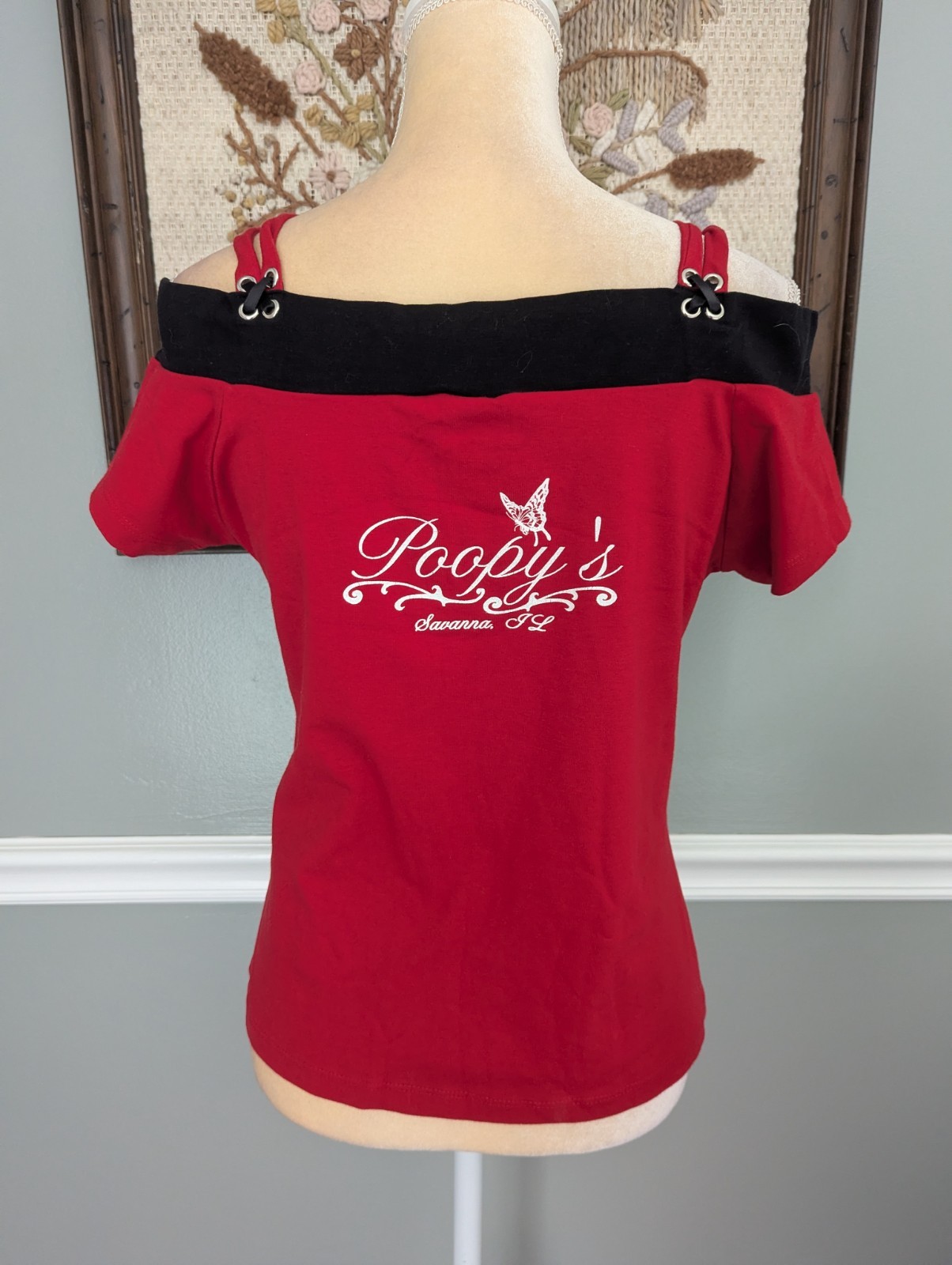 Y2K 2010s Easyriders Hands Off Me Booty Womens Shirt Off Shoulder Biker Style