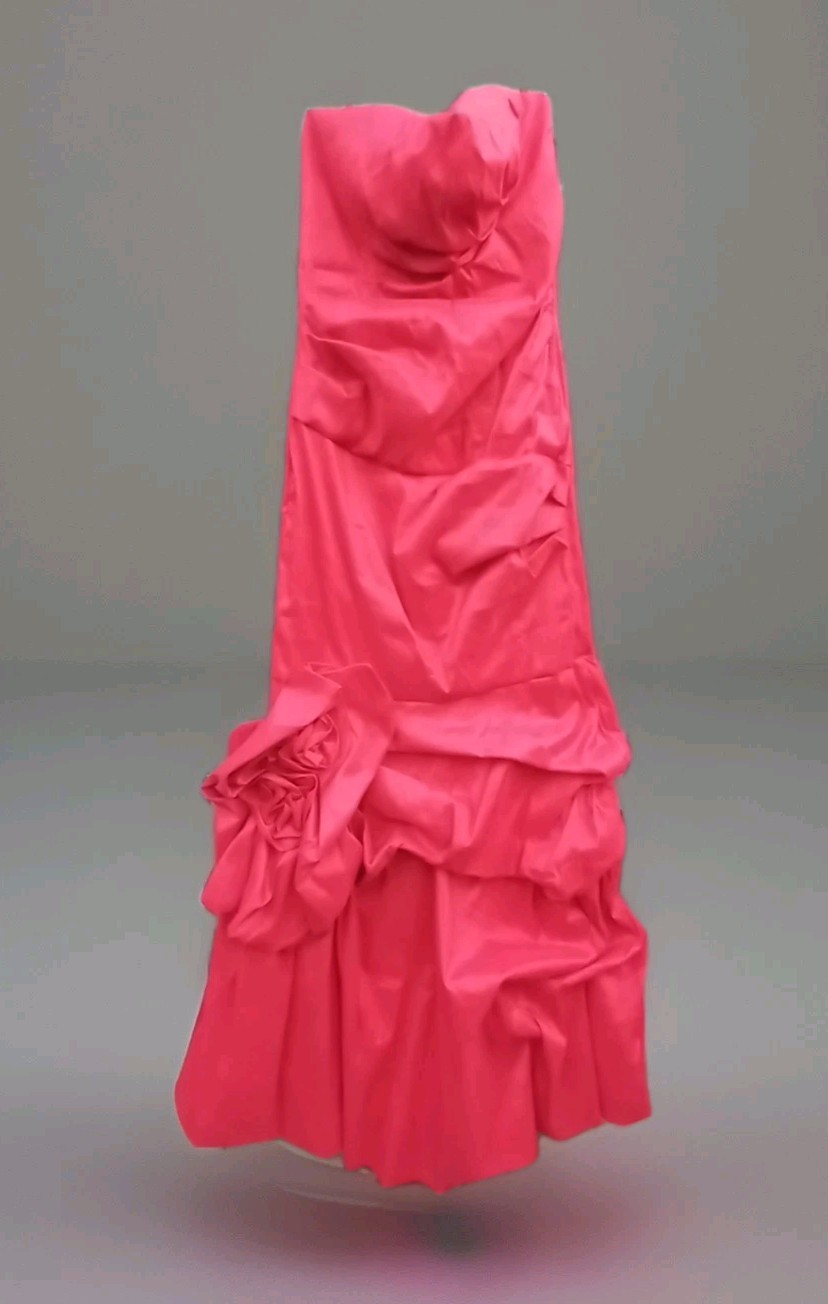 Y2K Vintage Bibian Vibrant Red Taffeta Strapless Maxi Dress L Retro Avant-Garde
