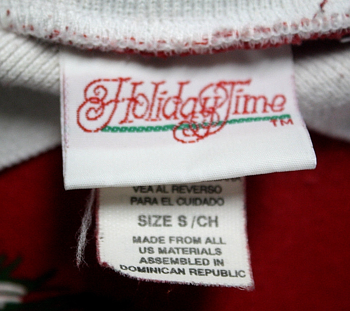 VTG Holiday Time Womens Sz Small Red Christmas Sweatshirt Puppy Present Ornament