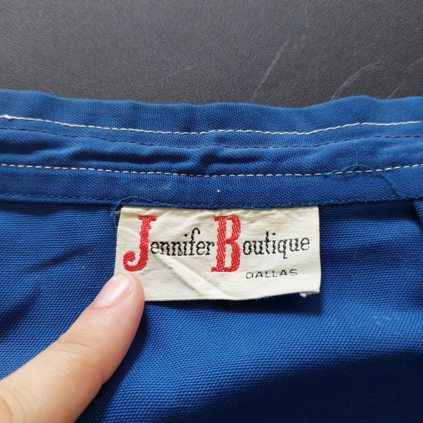 Vintage Jennifer Boutique Dallas Blue Maxi Skirt Front Zip O-Ring High Waist