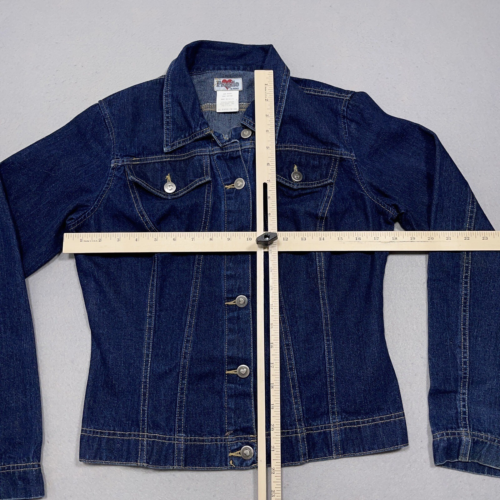 Vintage Denim Jacket Women Medium Regular Fit Dark Blue Wash Vintage 90s Grunge