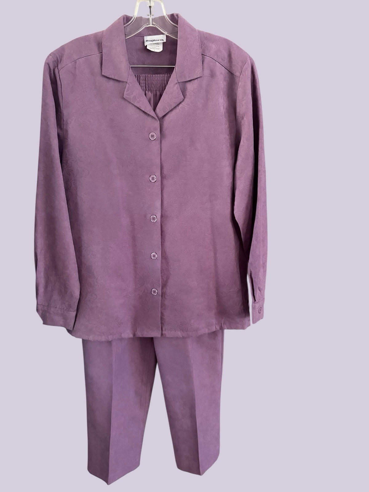Women’s Bonworth Pant Suit Purple Lavender Suede Feel, Top Is S, Pants PS