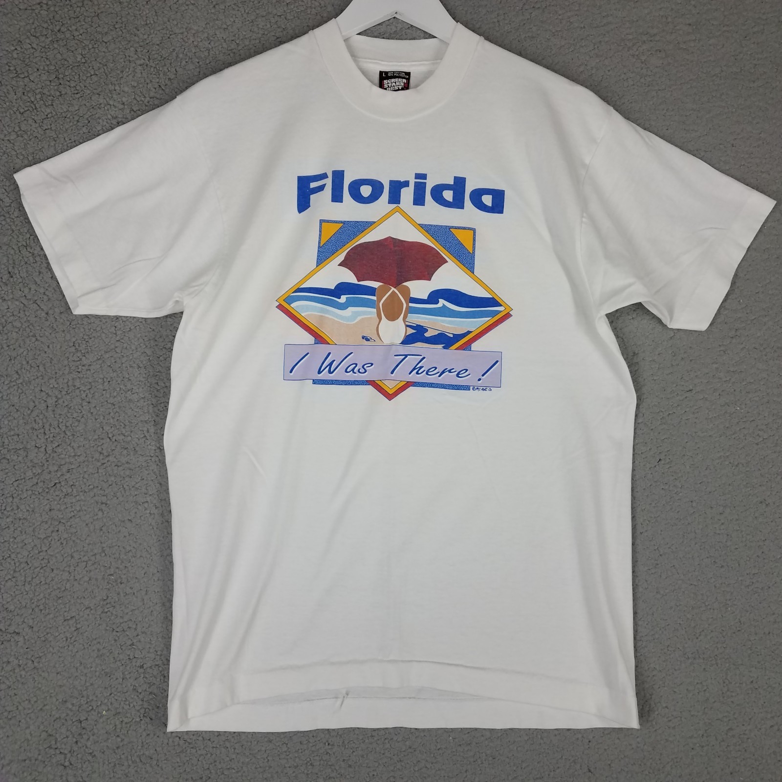 Vintage Florida T-Shirt Adult Large Screen Stars Single Stitch Crewneck Beach