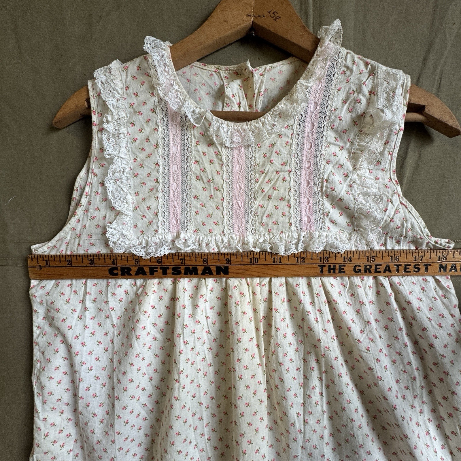 Vintage 60s Women’s Nightgown Mr. P.J. Pink Flowers Boho Folk 18X32.5 READ