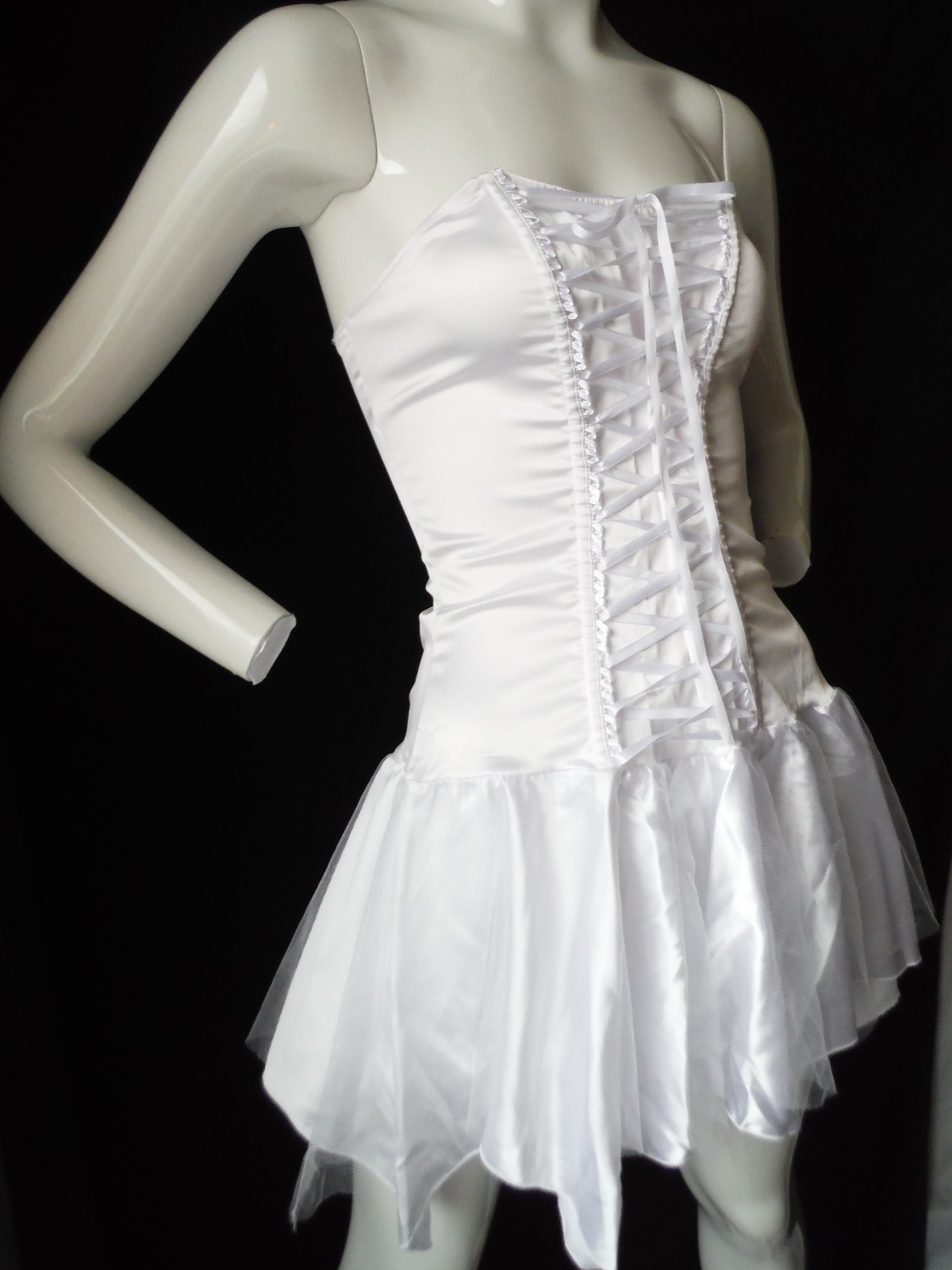 VTG Fredericks of Hollywood 90&rsquo;s New Sexy!! White Lingerie Dress Tie Up Bodice S