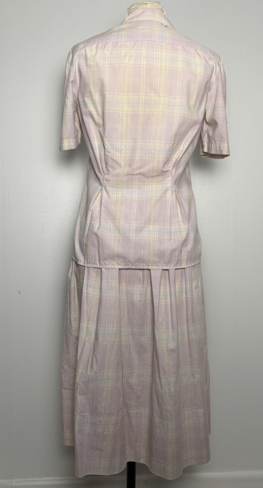 Vtg F.R. Tripler 2 Pc Skirt Top Set 8 Lavender Plaid 40s Tea Dress S/M