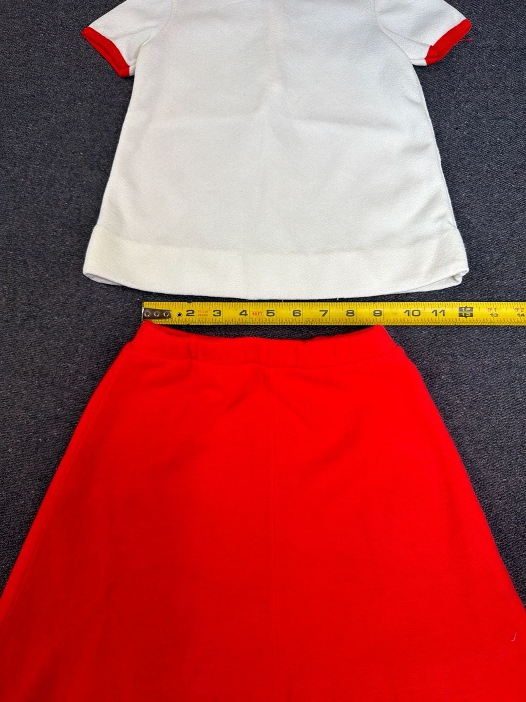 Vintage Biquette Original Red & White Orlon Skirt Set
