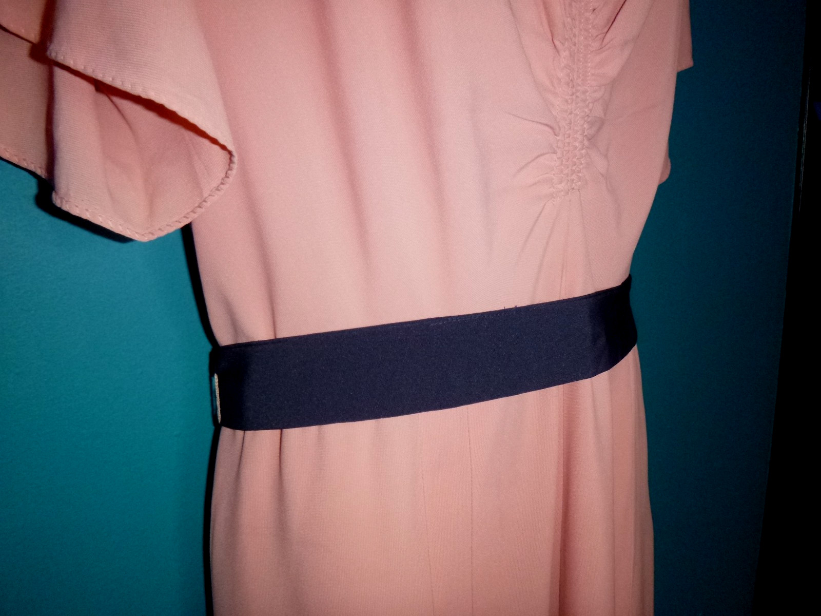 Vtg 1940s Andora New York Peach Rayon Evening Gown VOLUP Sz XL **TLC**