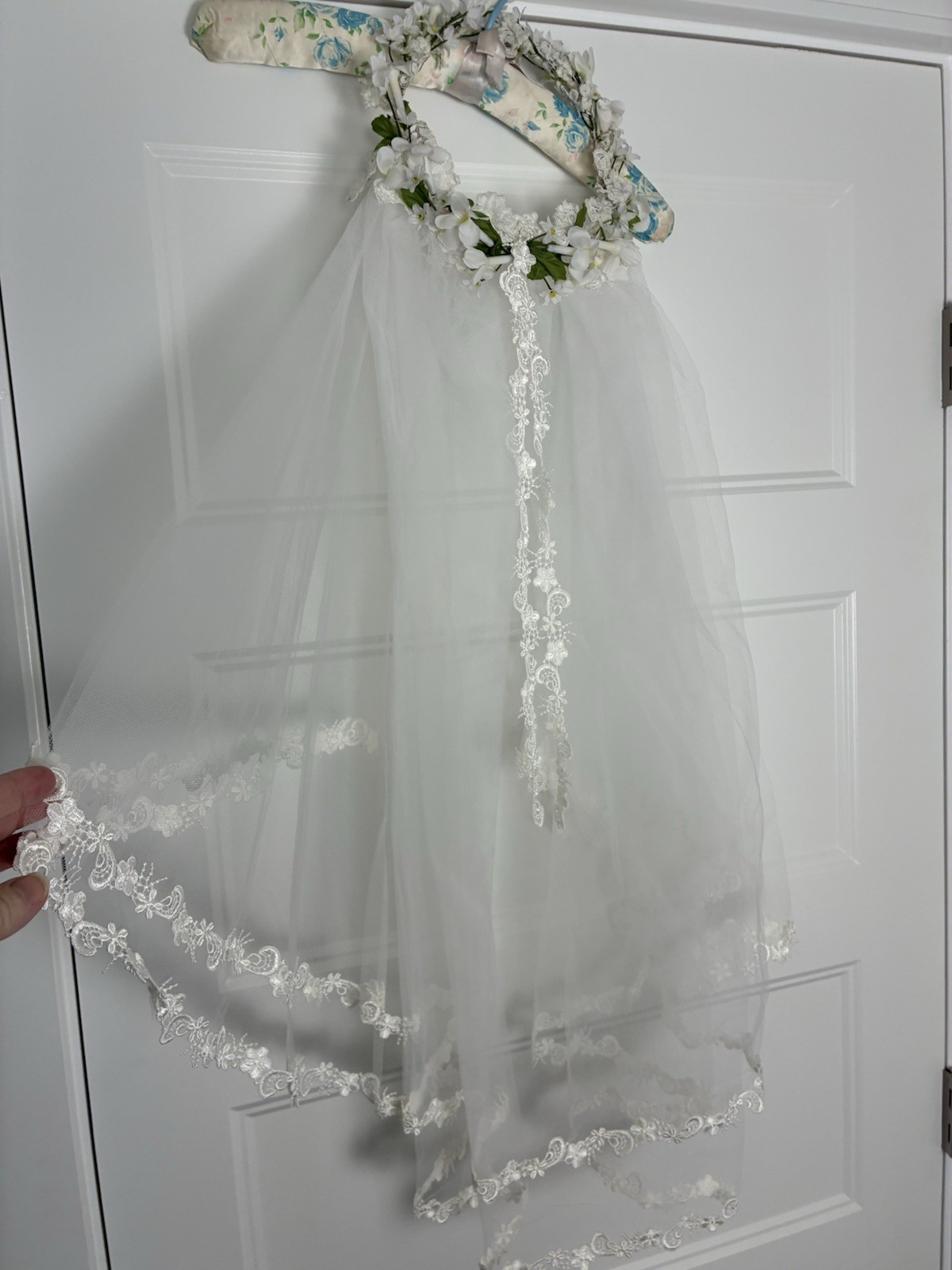 VTG ILGWU Victorian Wedding Dress Gown Sweetheart Neck with Train/Veil 8 Ivory