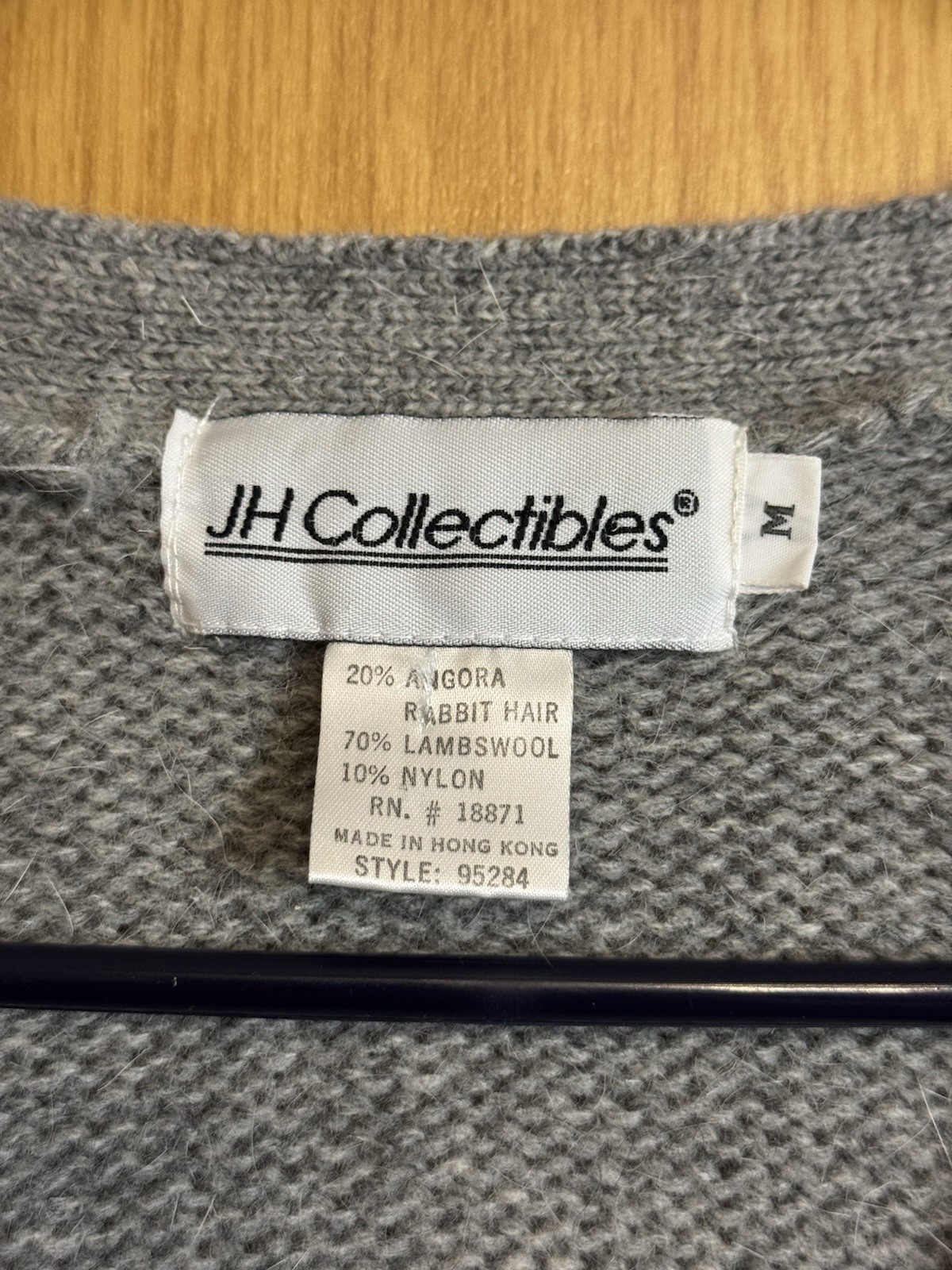 Womens MEDIUM Angora Lambswool Gray Cardigan Floral Cottagecore Teacher Casual