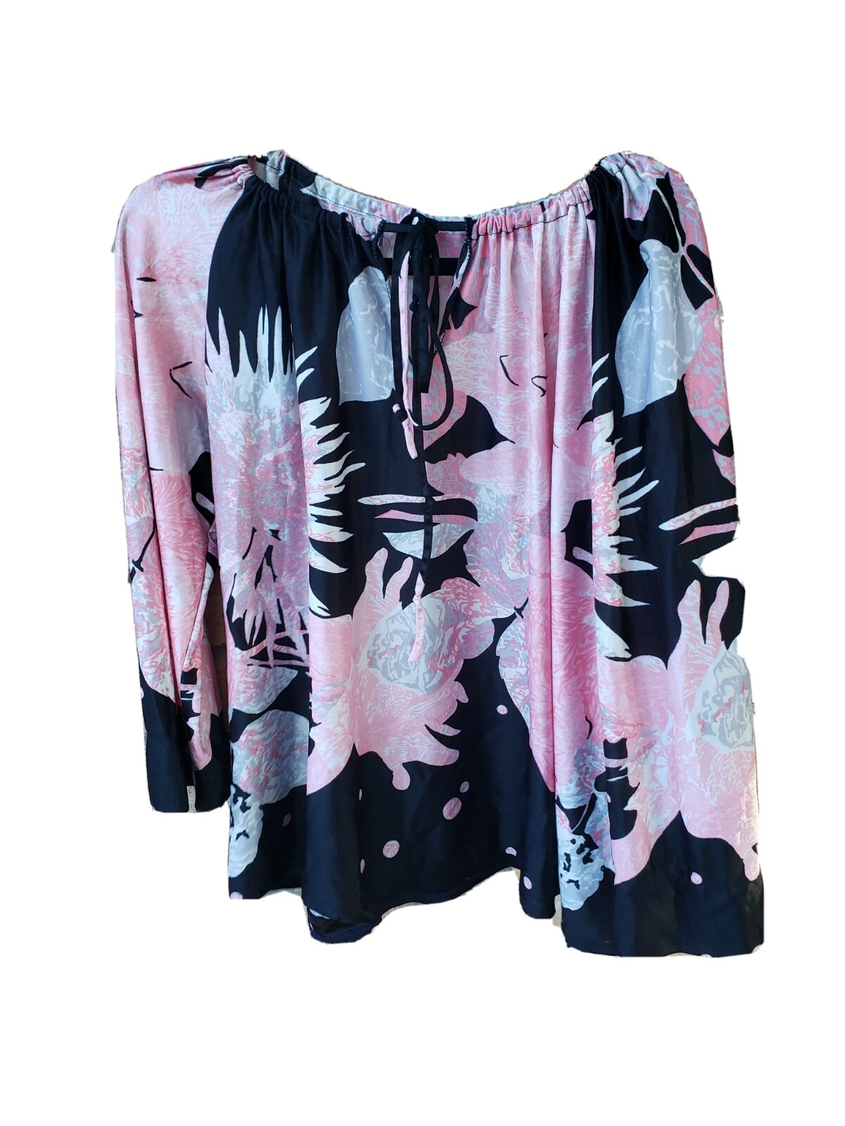 VTG 70s Boho Floral Print Pullover Top Sz XL? Festival Handmade Hippy 50&Prime;B