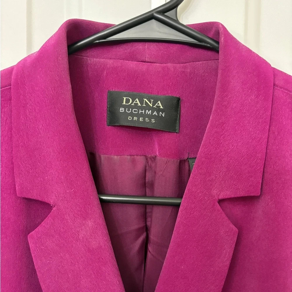 Dana Buchman Vintage 80’s 100% silk structured Jacket Dress Fushia 6