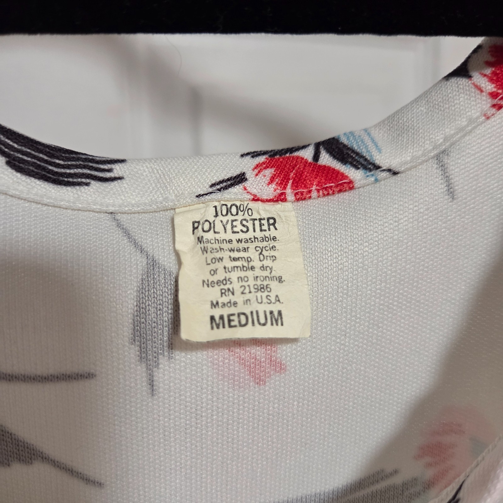 Vintage 70s Novelty Floral Print TANK TOP Stretchy Nylon POLYESTER Size M
