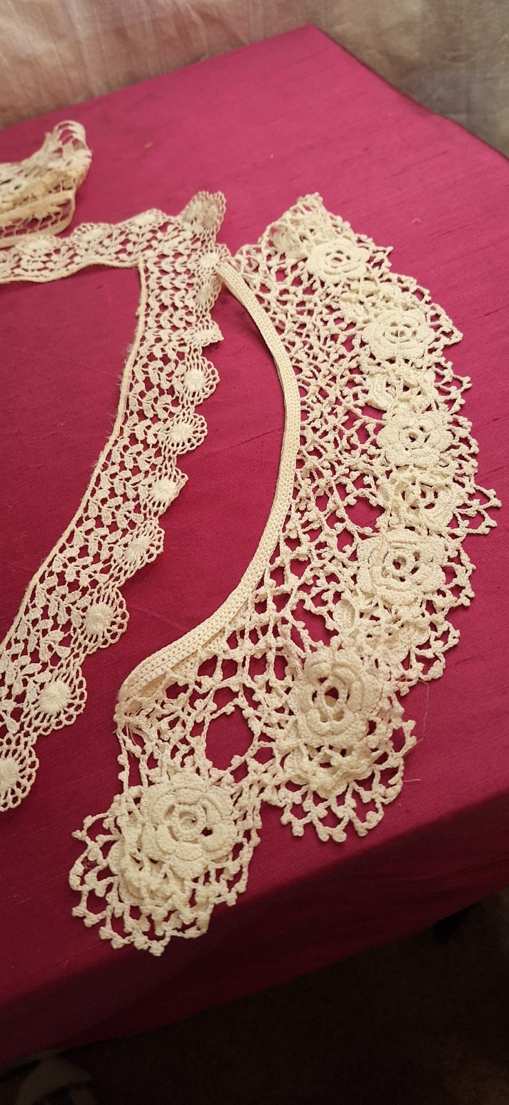 Antique Edwardian Victorian 4 White Cotton Handmade Collars Beautiful