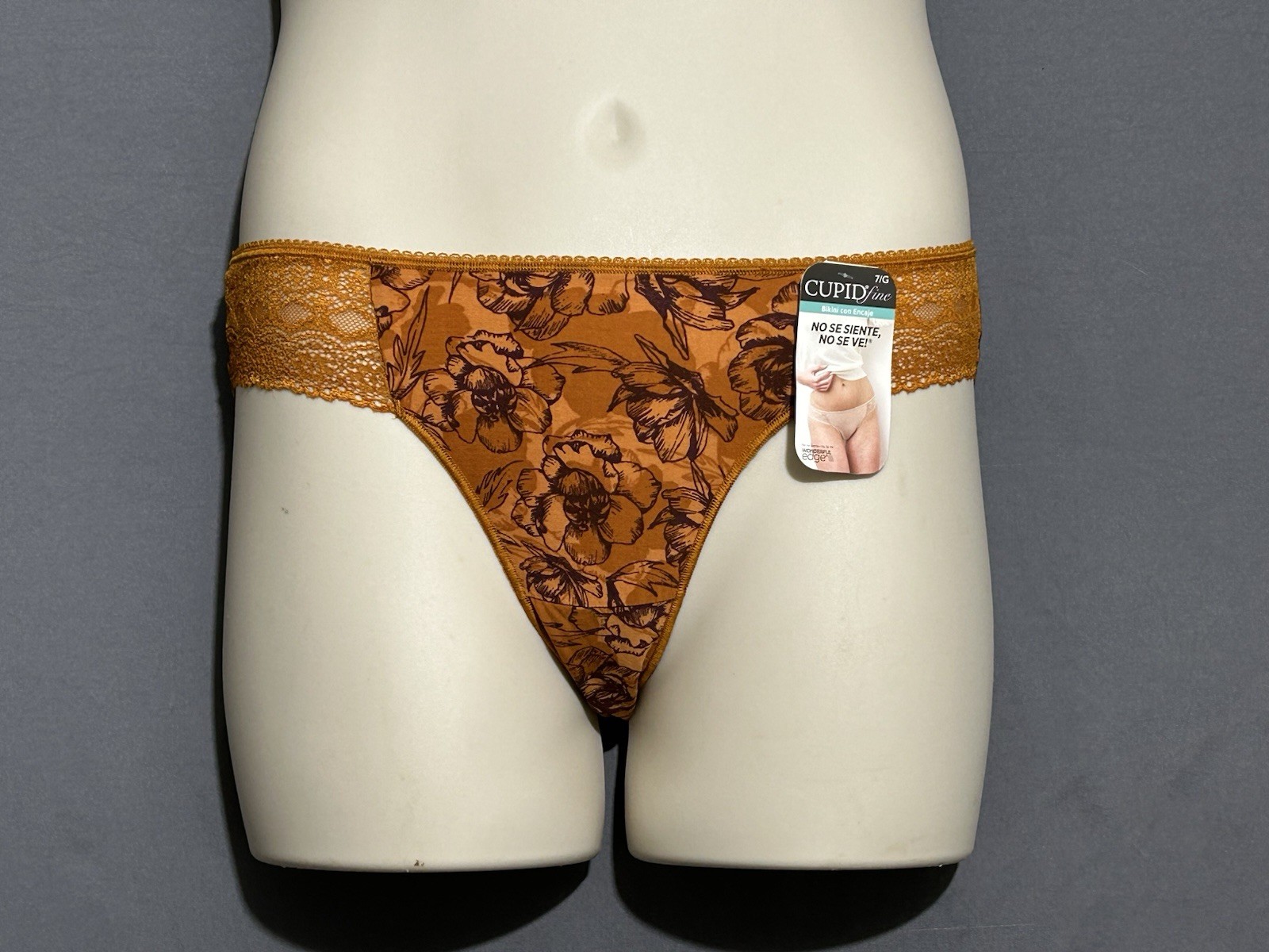 Vintage Sears/Cupid Panties Size 6/M Burnt Orange Floral Print Lace Trim
