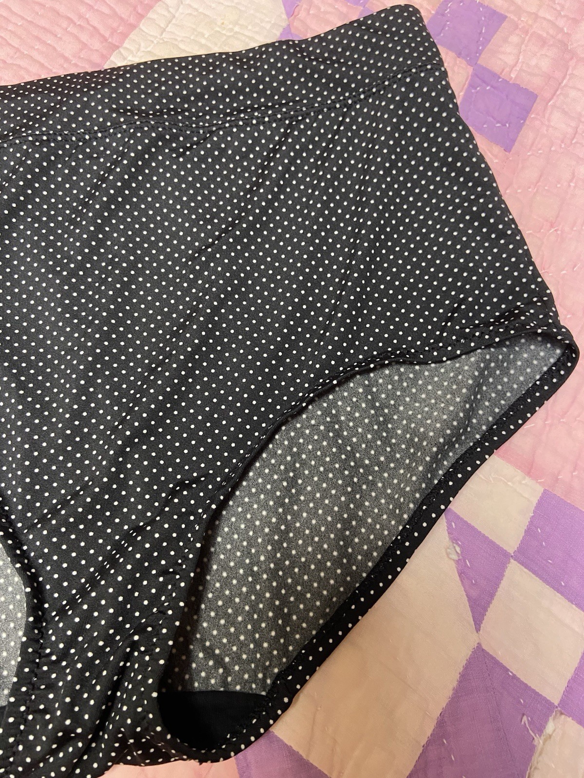 Warner’s L 7 Black & White Trim Polka Dot Bikini Panties