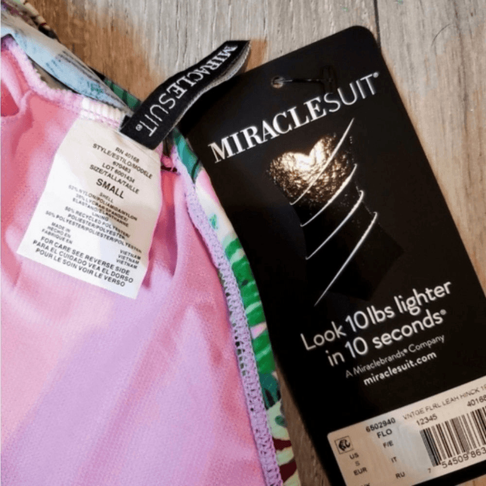 Miraclesuit Pink Floral High Neck Swimsuit Sz Medium
