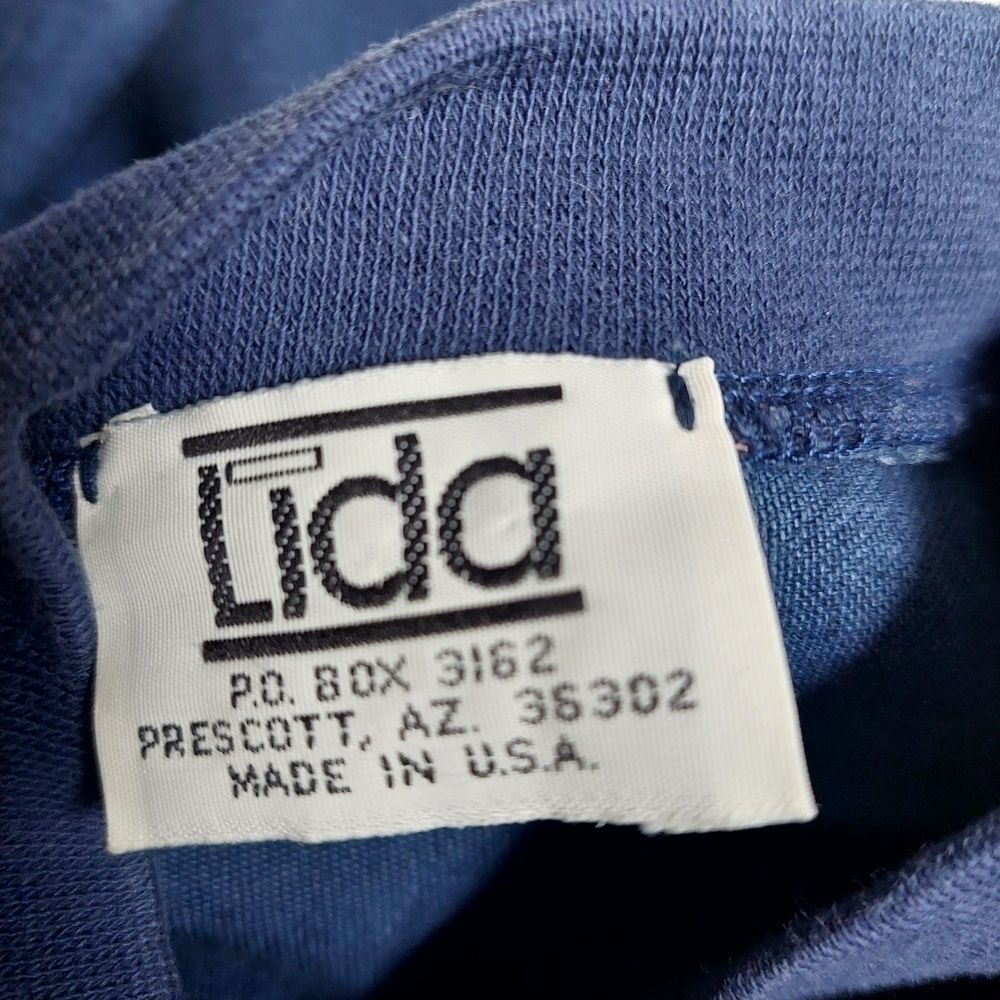 Lida Blue Chambray Top Shirt Southwestern Art Vintage 80s Embelished Size L